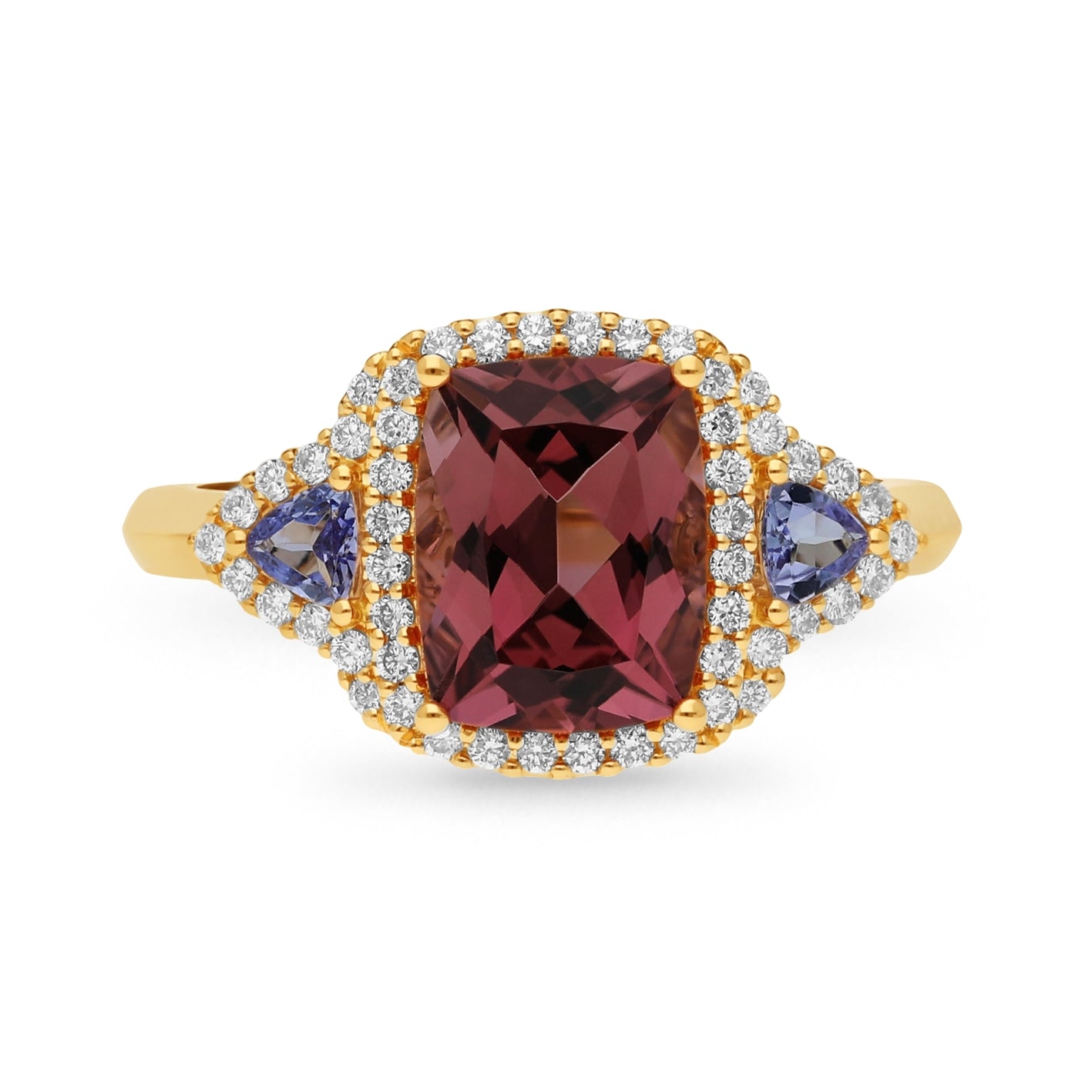 18ct Yellow Gold Pink Tourmaline & Tanzanite Ring