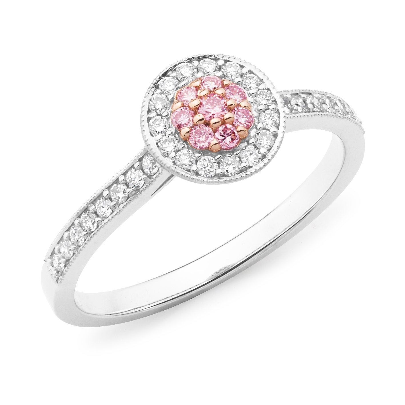 9ct Rose and White Gold 'Pink Caviar' Argyle Diamond ring, 0.322ct total