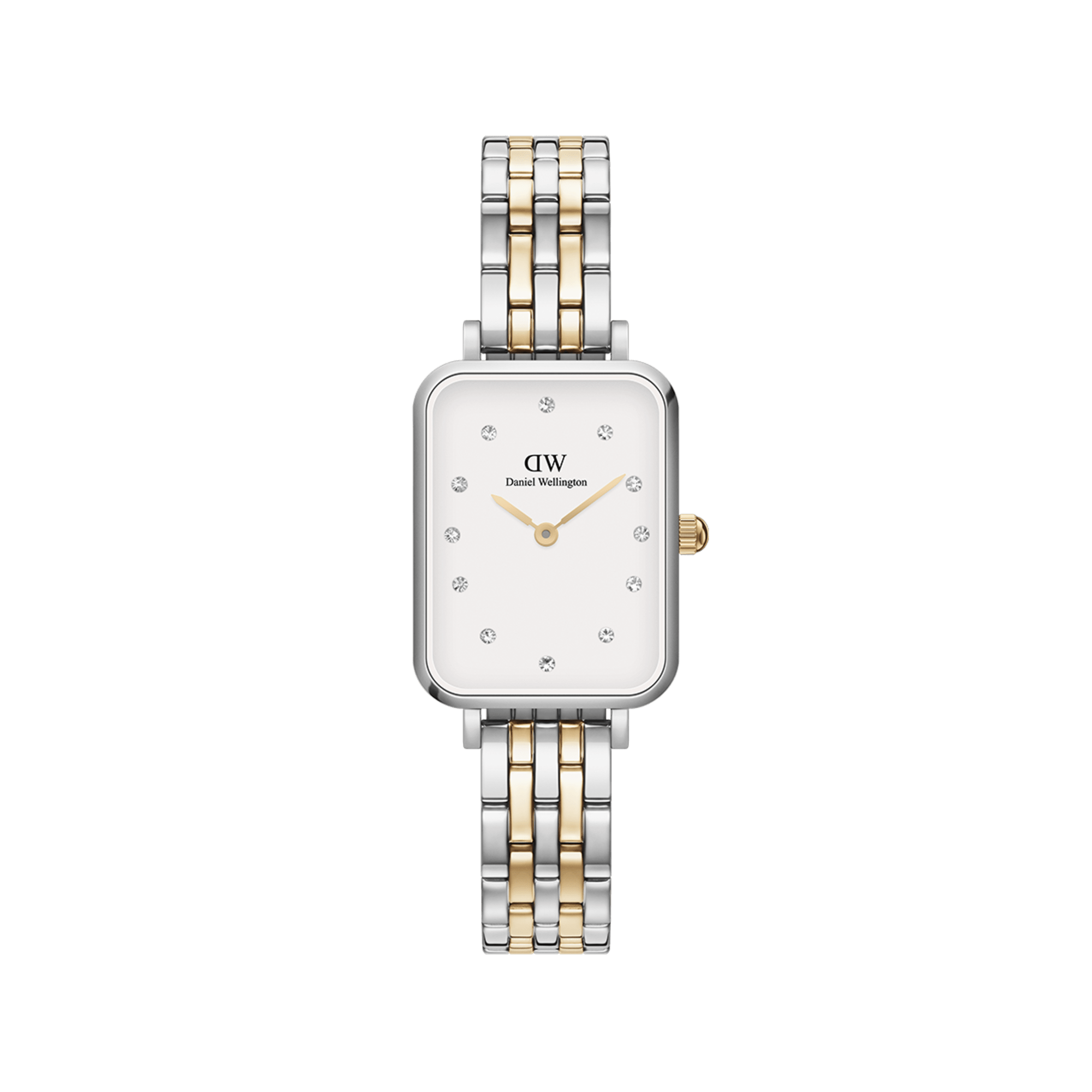 Daniel Wellington Quadro Lumine 20x26 5-Link Gold and Silver White Watch