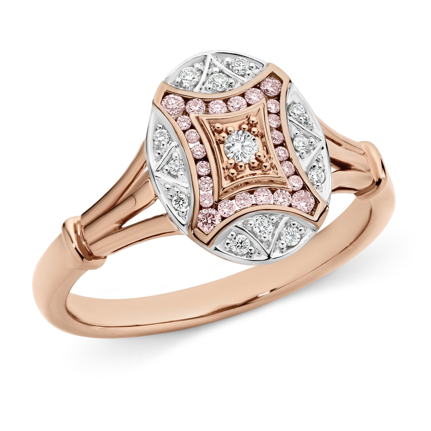9ct Rose and White Gold 'Pink Caviar' Argyle Diamond ring, 0.125ct total