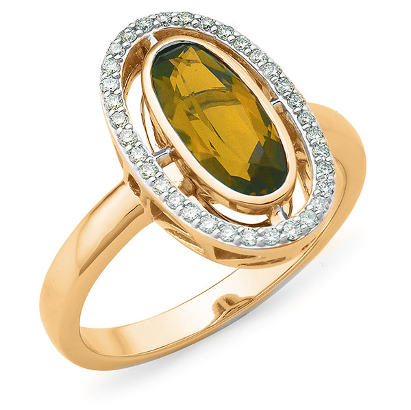 9ct Yellow and White Citrine & Diamond Ring