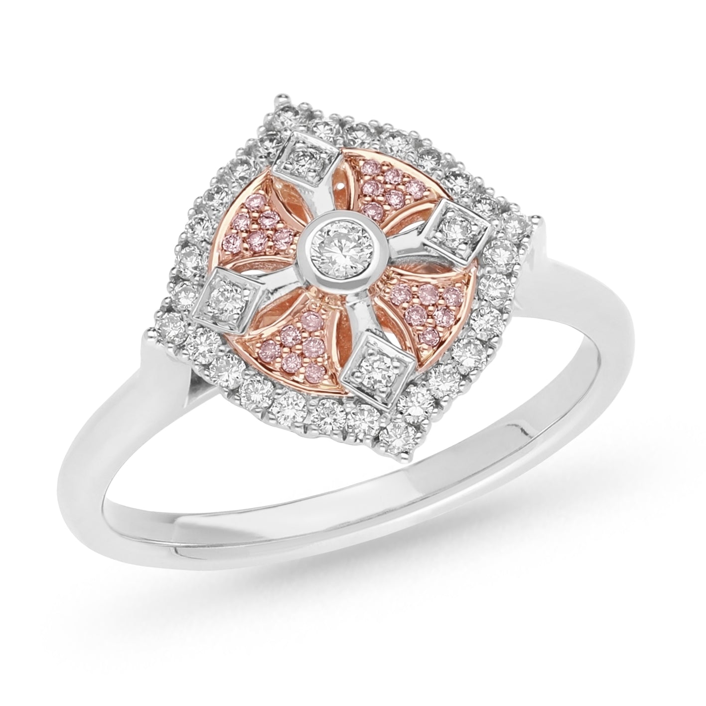 9ct Rose & White Gold 'Pink Caviar' Diamond ring, 0.30 carats total.