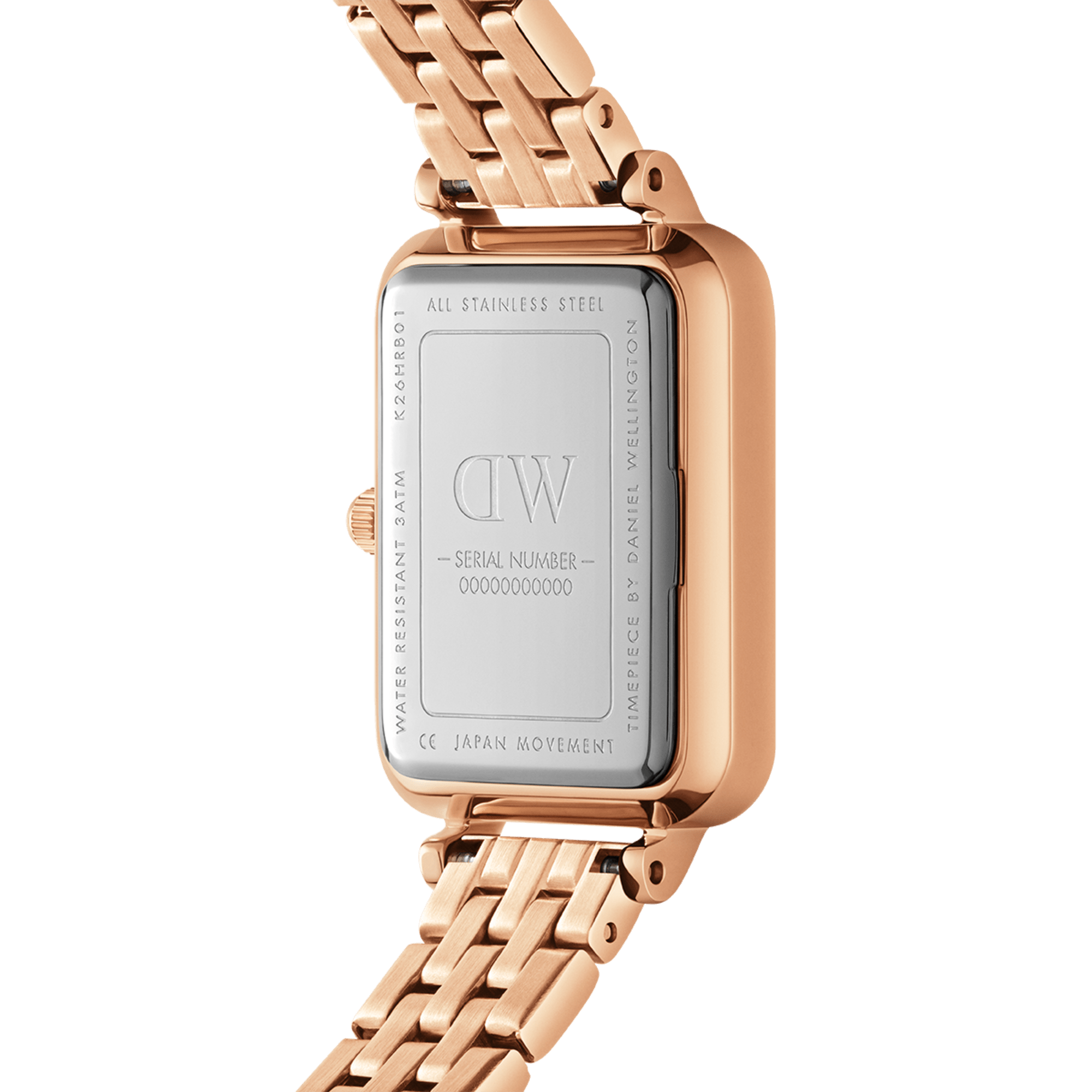 Daniel Wellington Quadro Lumine 20x26 5-Link Rose Gold and Mother of Pearl White Watch