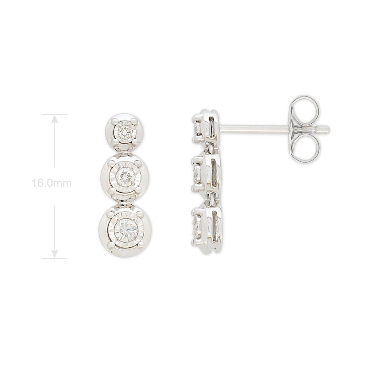 9ct White Gold 0.25Ct Diamond Drop Earrings