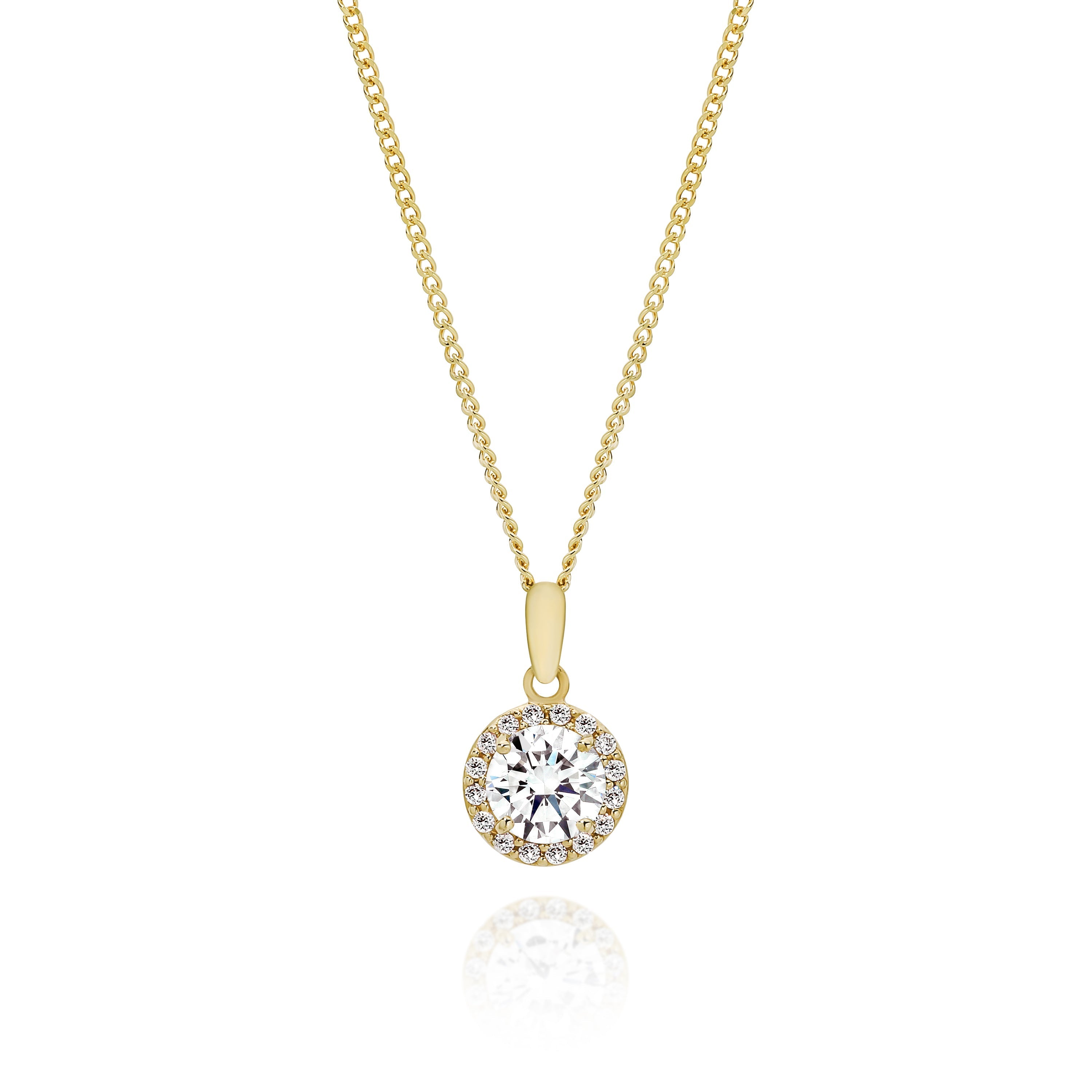 9ct gold stone set halo pendant