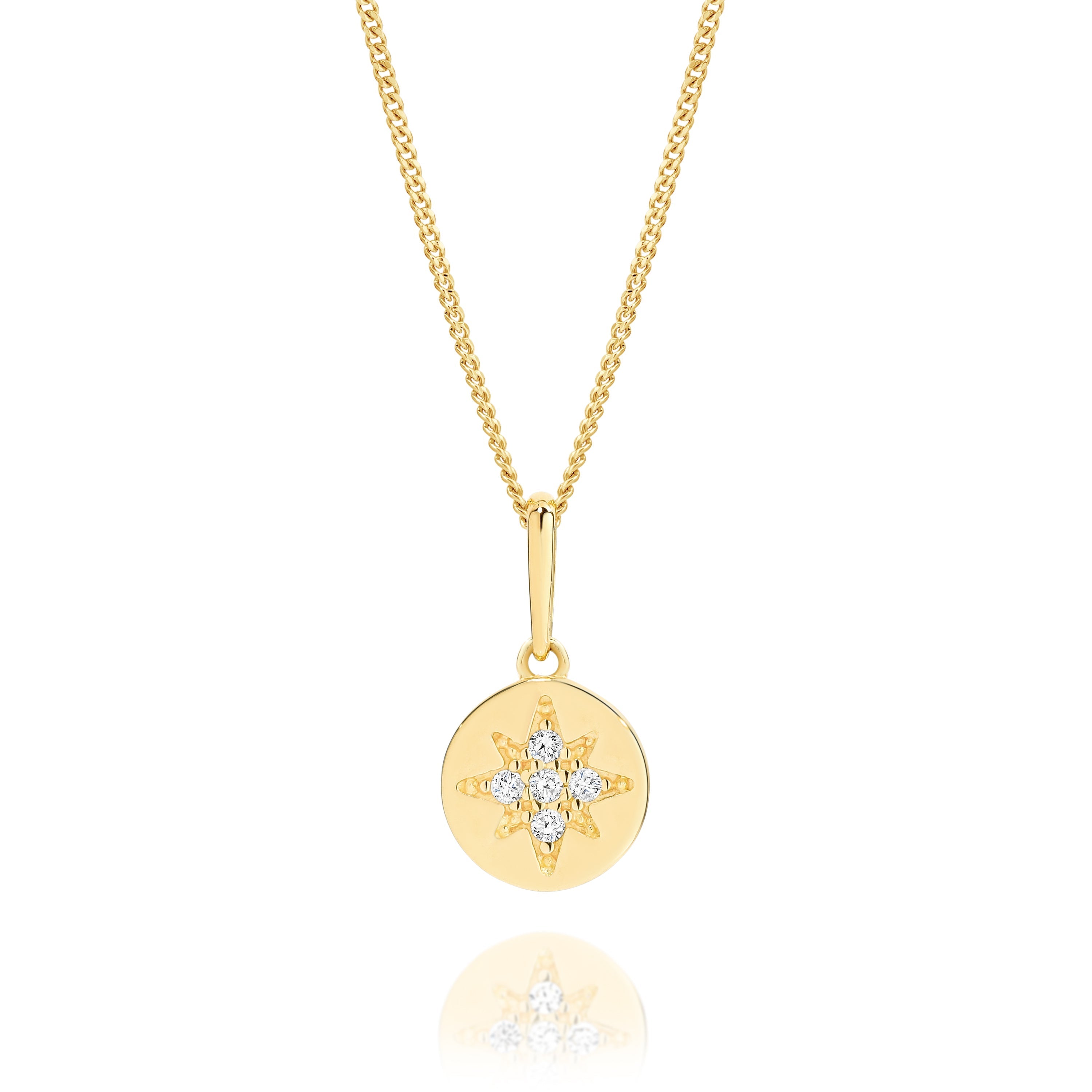 9ct star set cubic zirconia disc pendant