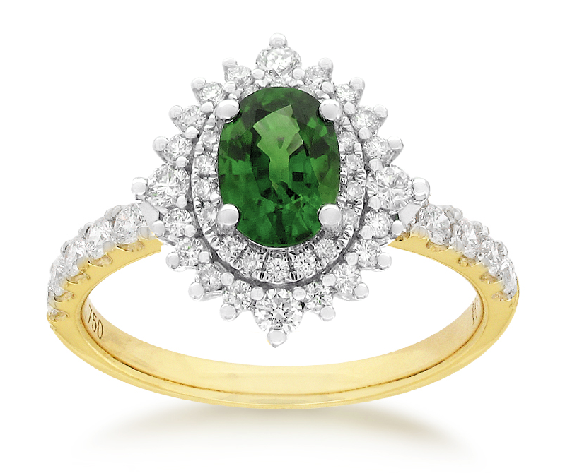 18ct Yellow and White Gold Emerald and Diamond ring