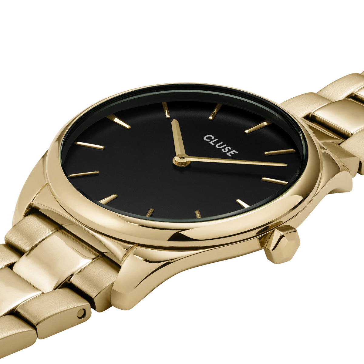 CLUSE Feroce Petite Steel Black and Yellow Gold Watch, CW11208