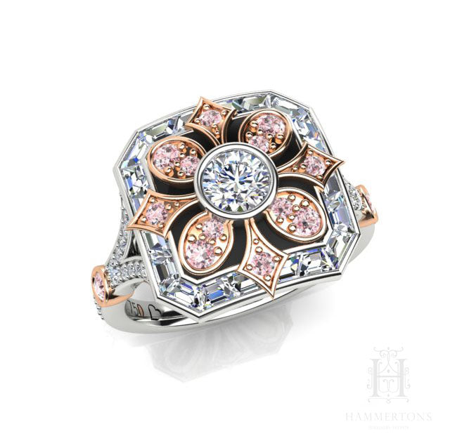18 Carat White & Rose Gold, Argyle Pink & White Diamond Ring.