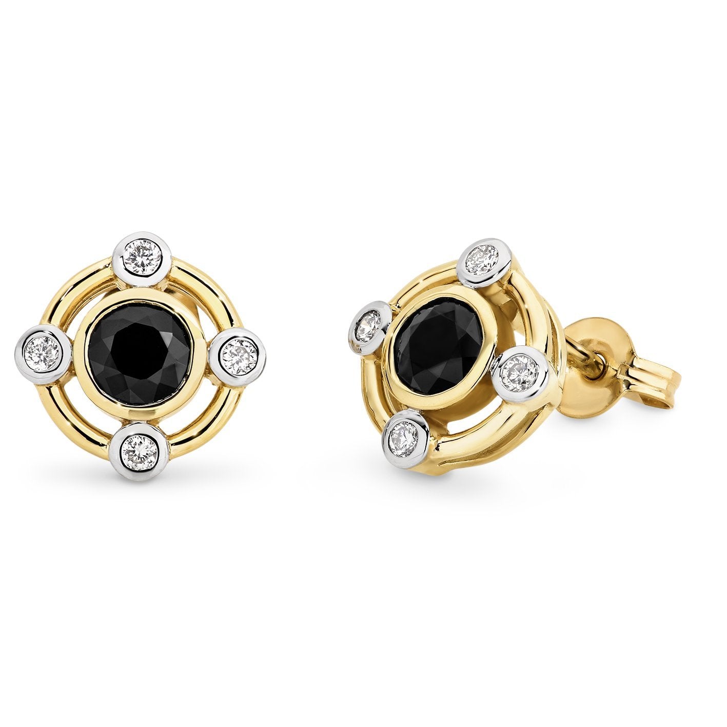 9ct Yellow gold Sapphire and Diamond studs