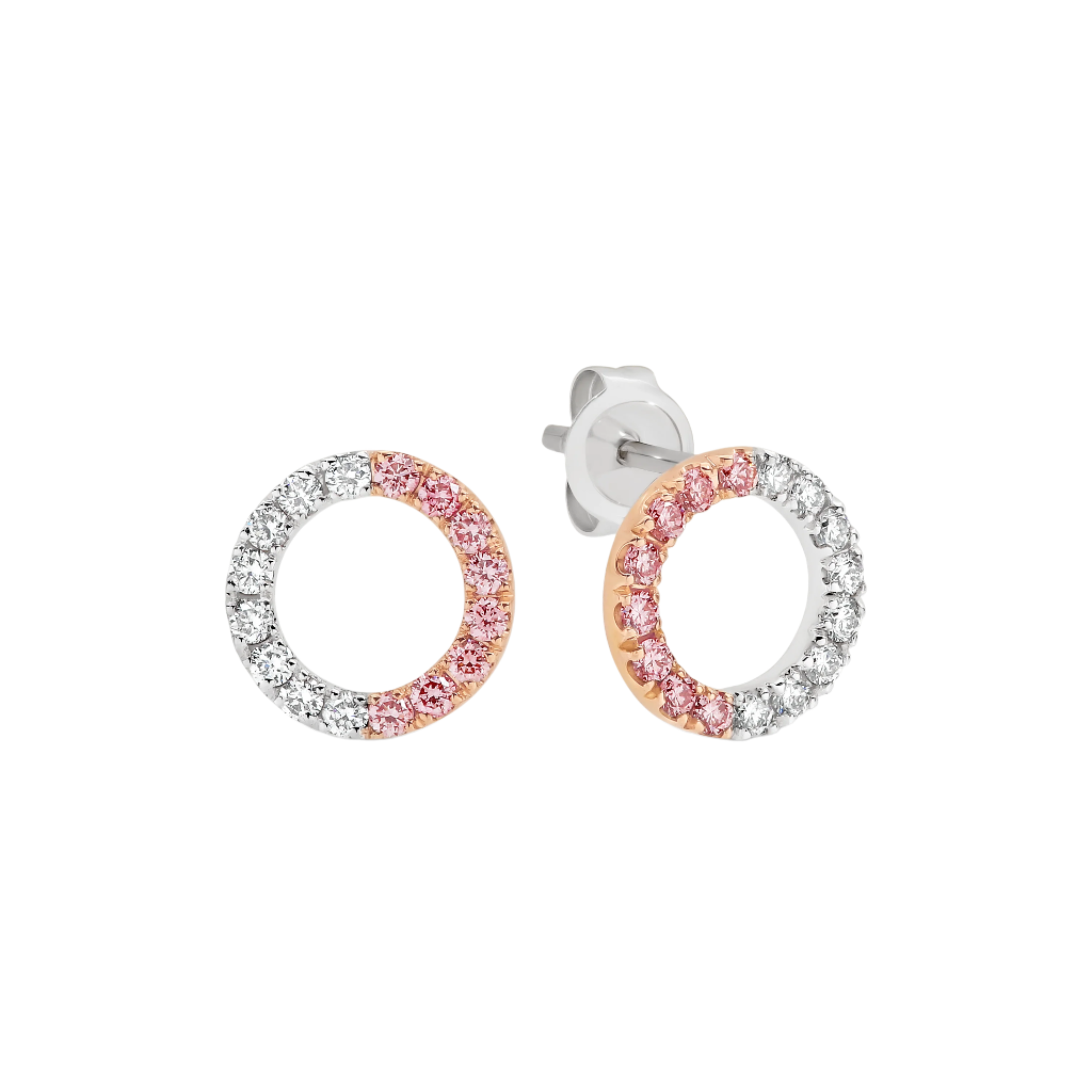 18ct Rose & White Gold Argyle Circle Earrings