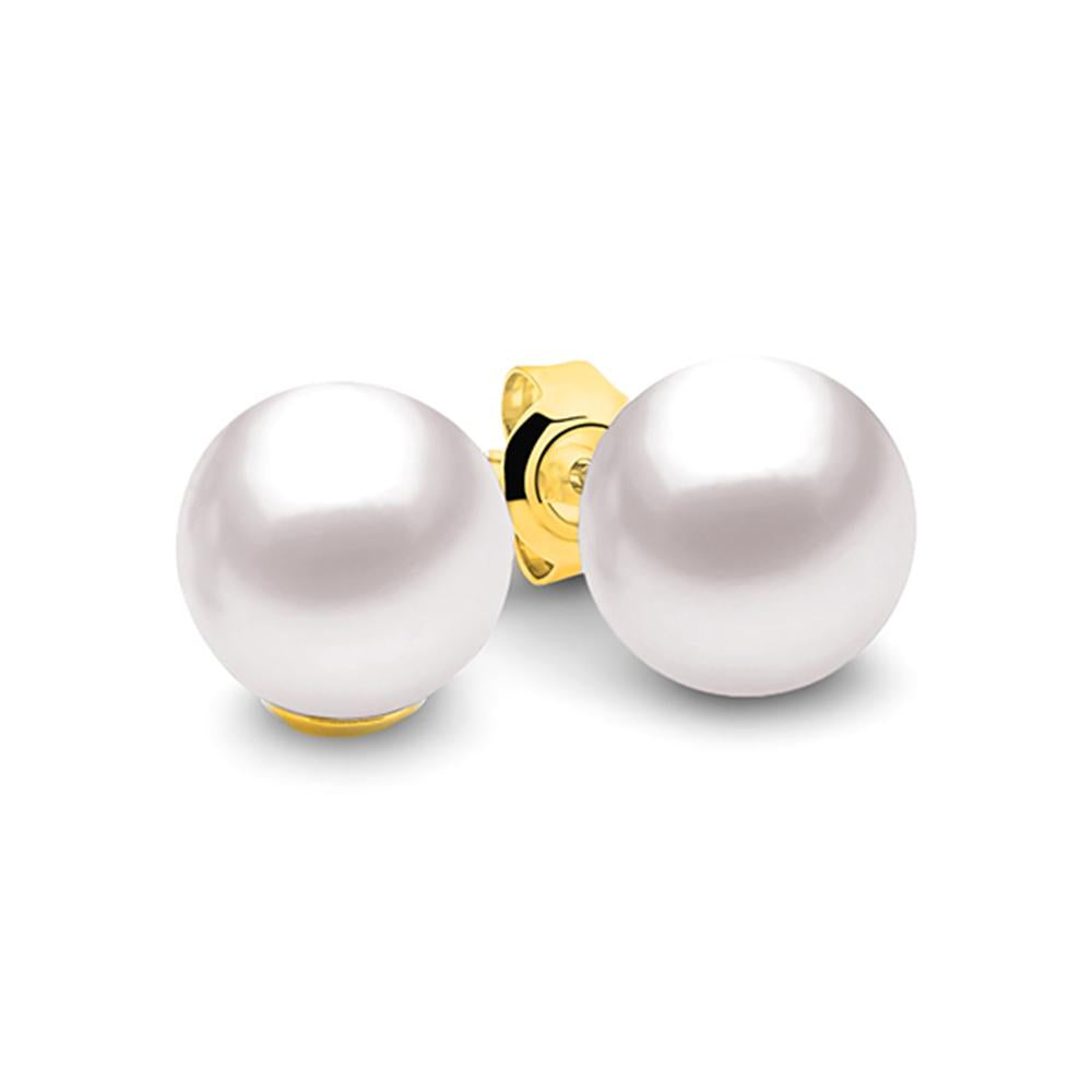 9ct Yellow Gold 7mm Round Freshwater Pearl Stud Earrings