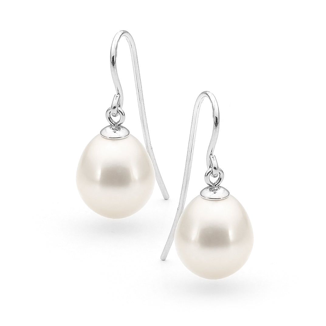 Sterling Silver 10mm Freshwater Pearl hook earrings