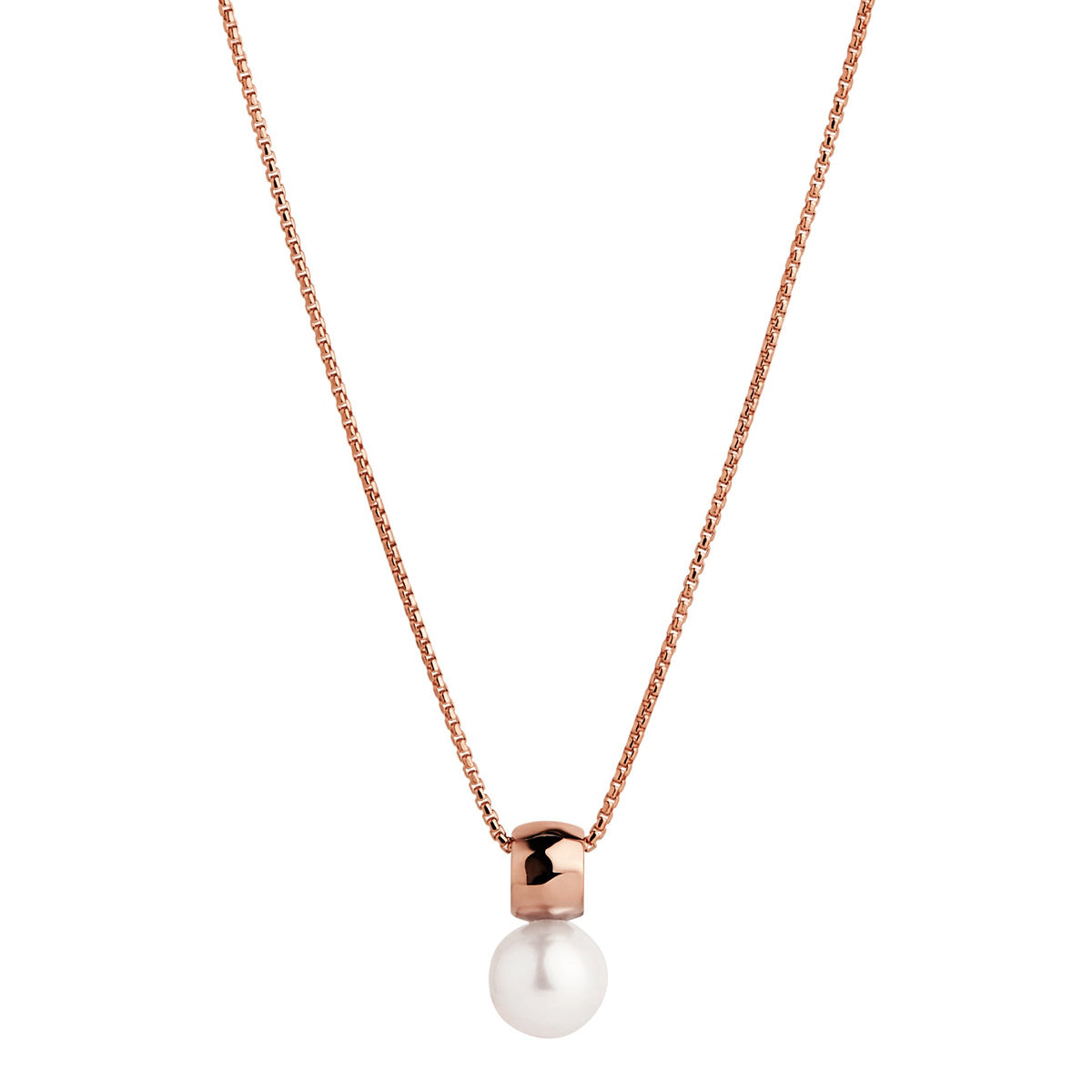 Idyll Rose Gold Pearl Necklace (45cm+ext)