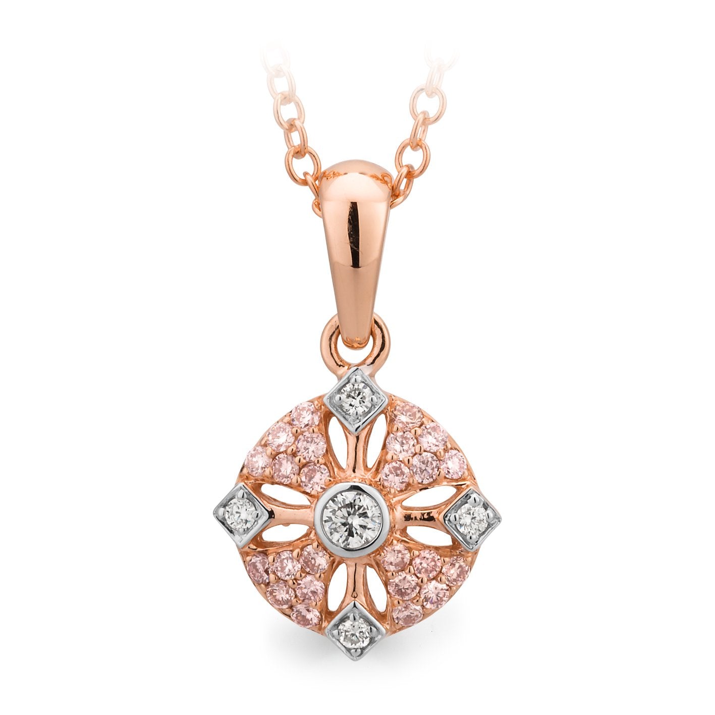 9ct Rose Gold 'Pink Caviar' Argyle Diamond Pendant, 0.12ct total.