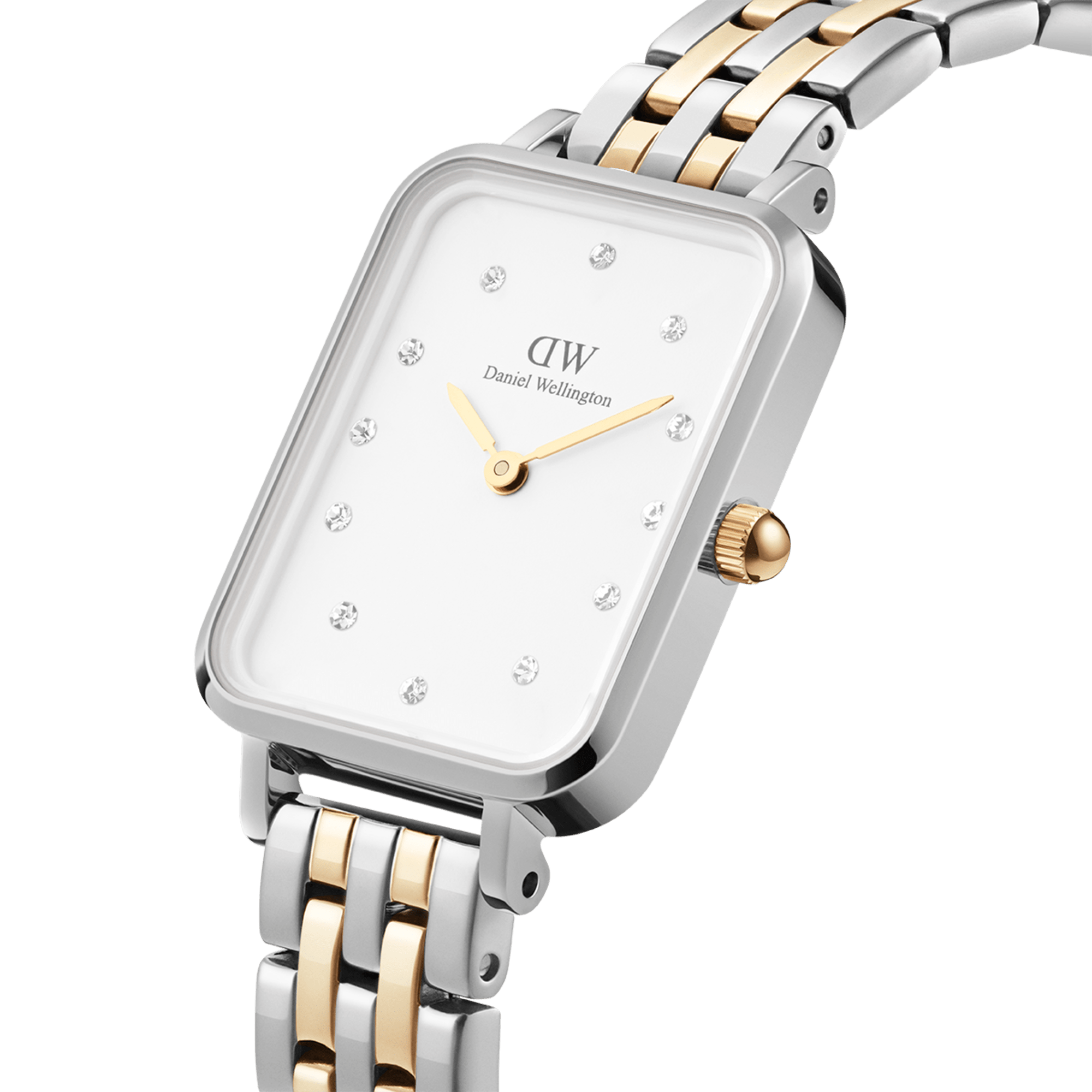 Daniel Wellington Quadro Lumine 20x26 5-Link Gold and Silver White Watch