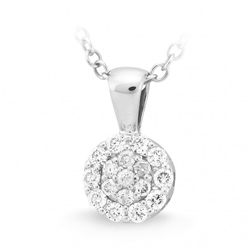 9ct White gold Diamond cluster Pendant