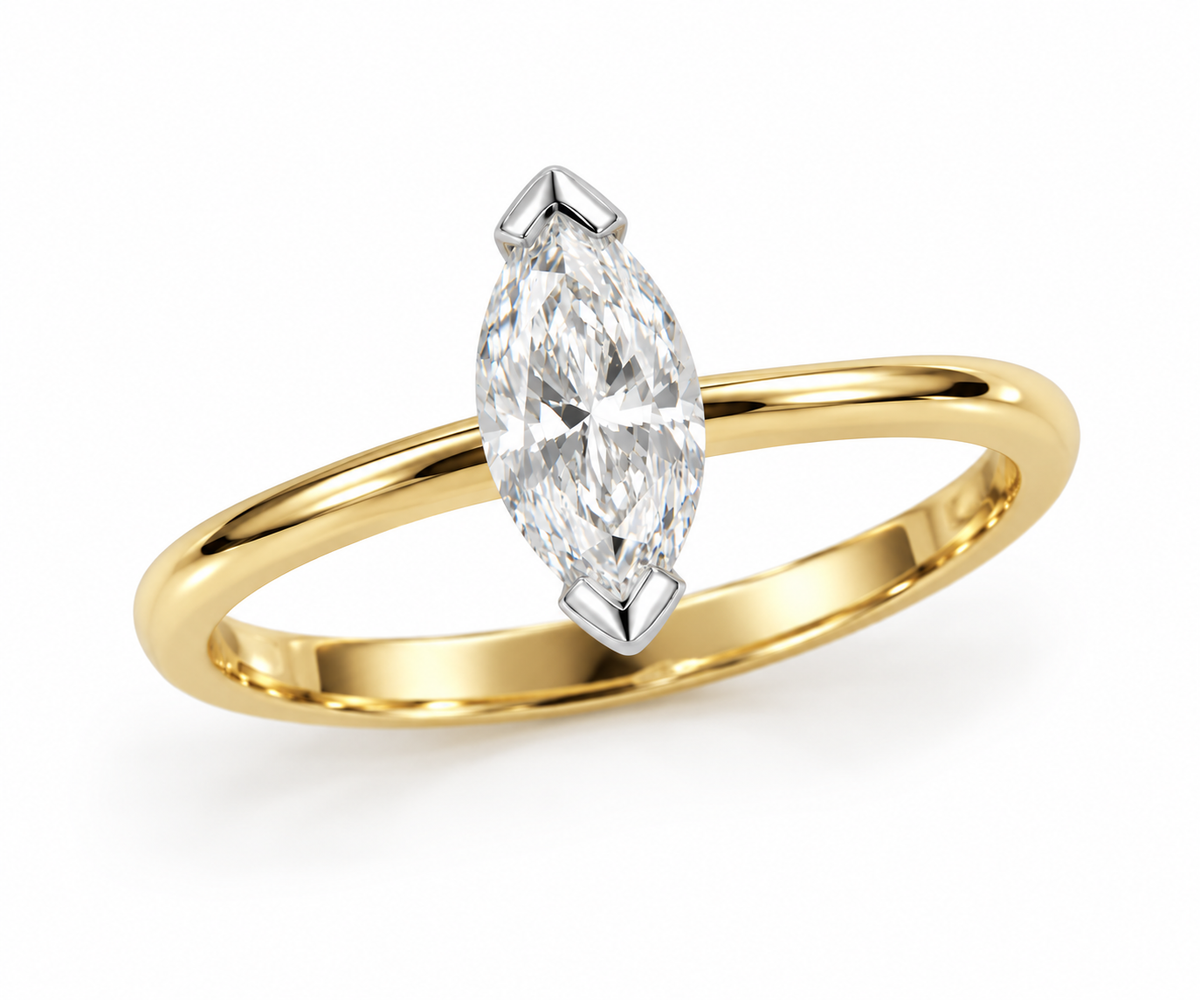 18ct Yellow and White Gold Marquis Diamond Engagement Ring, 0.53ct