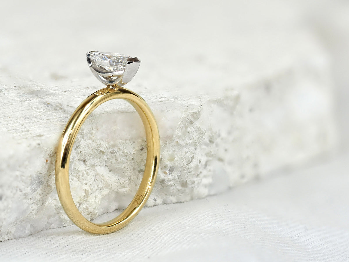 18ct Yellow and White Gold Marquis Diamond Engagement Ring, 0.53ct