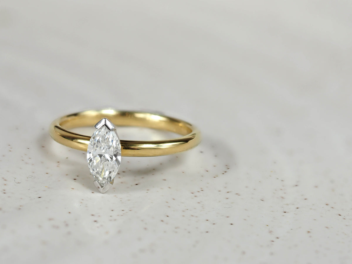 18ct Yellow and White Gold Marquis Diamond Engagement Ring, 0.53ct