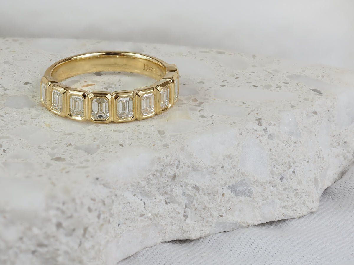 18ct Yellow Gold Lab-Grown Emerald Diamond Ring, 1.38ct Total