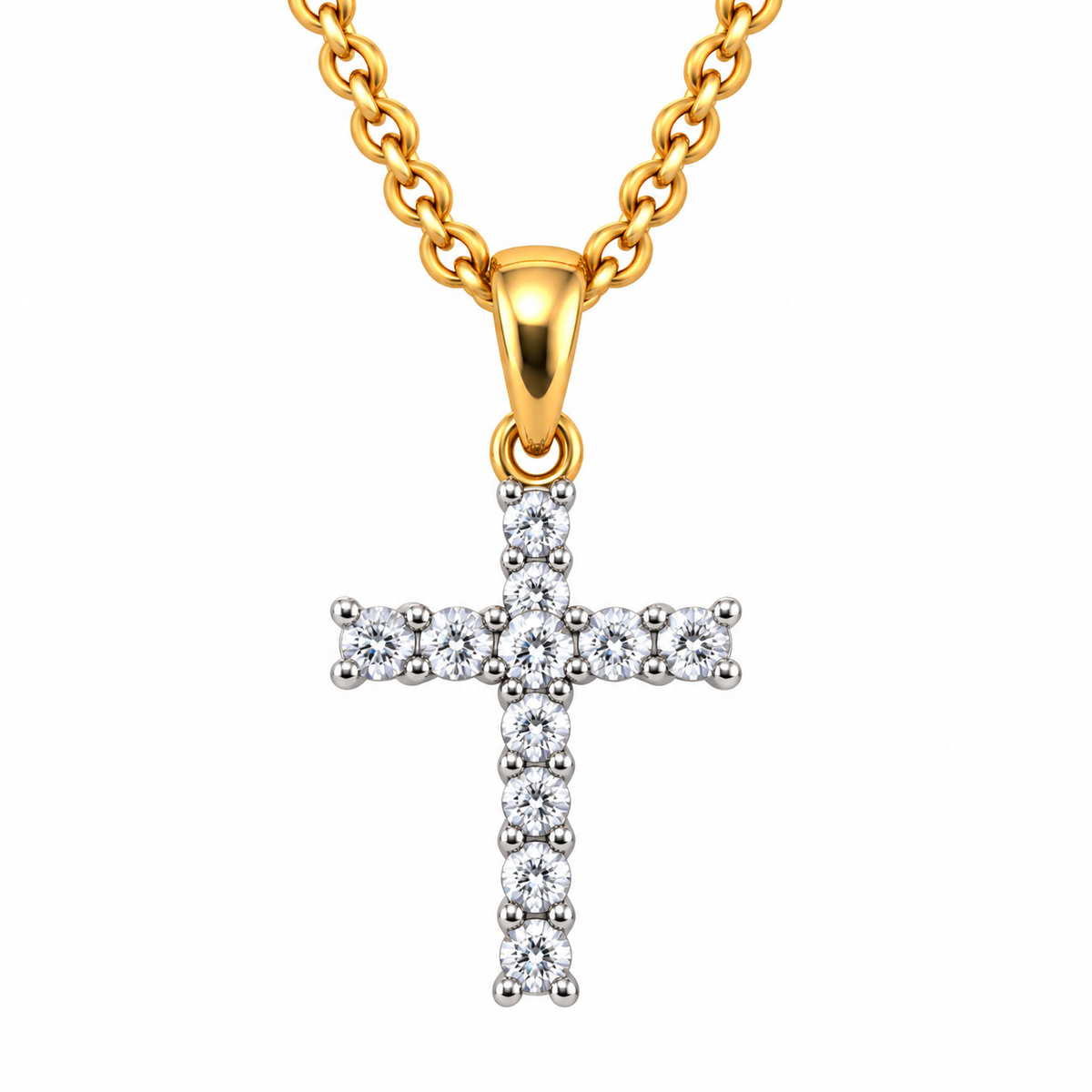 9ct Yellow Gold Diamond Cross Pendant, 0.10ct Total