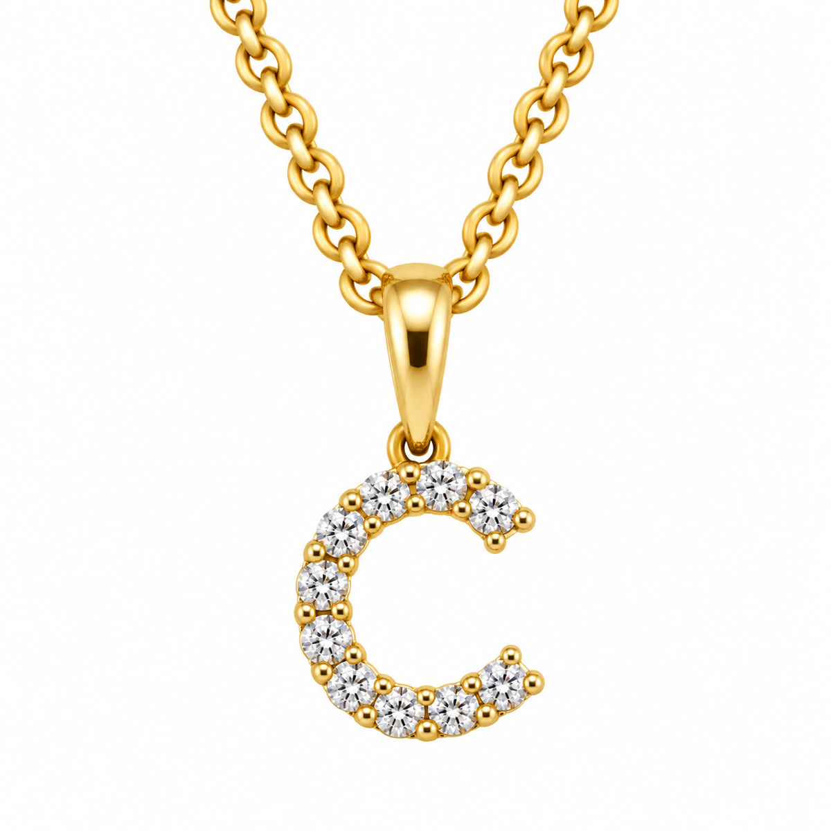 9ct Yellow Gold Diamond Initial C Pendant