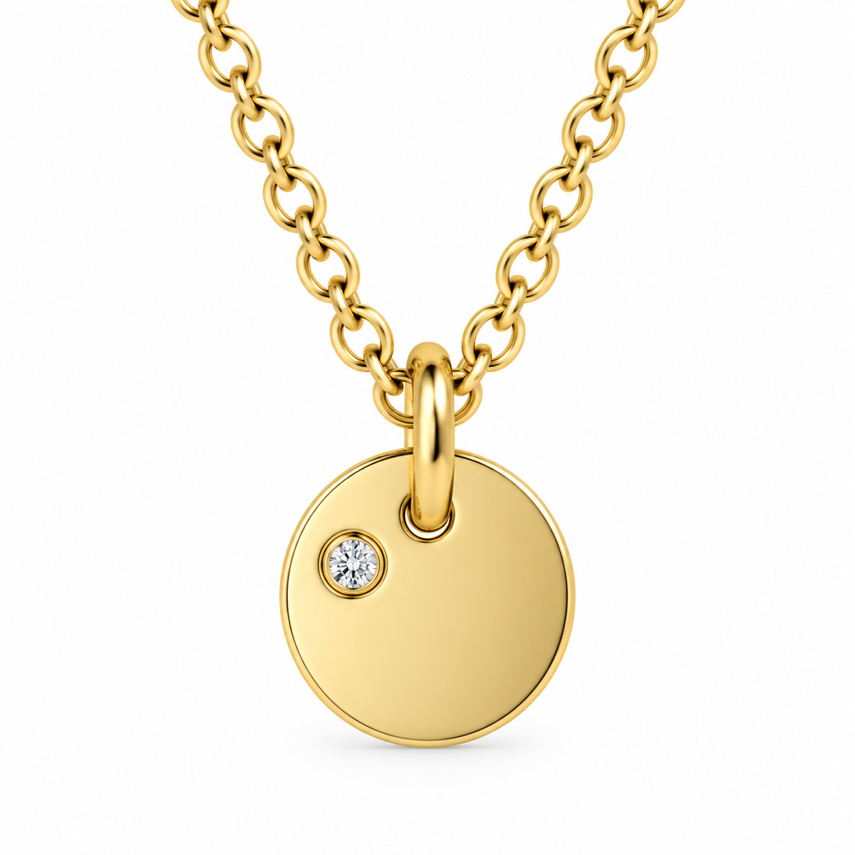 9ct Yellow Gold Diamond Set Disc Pendant