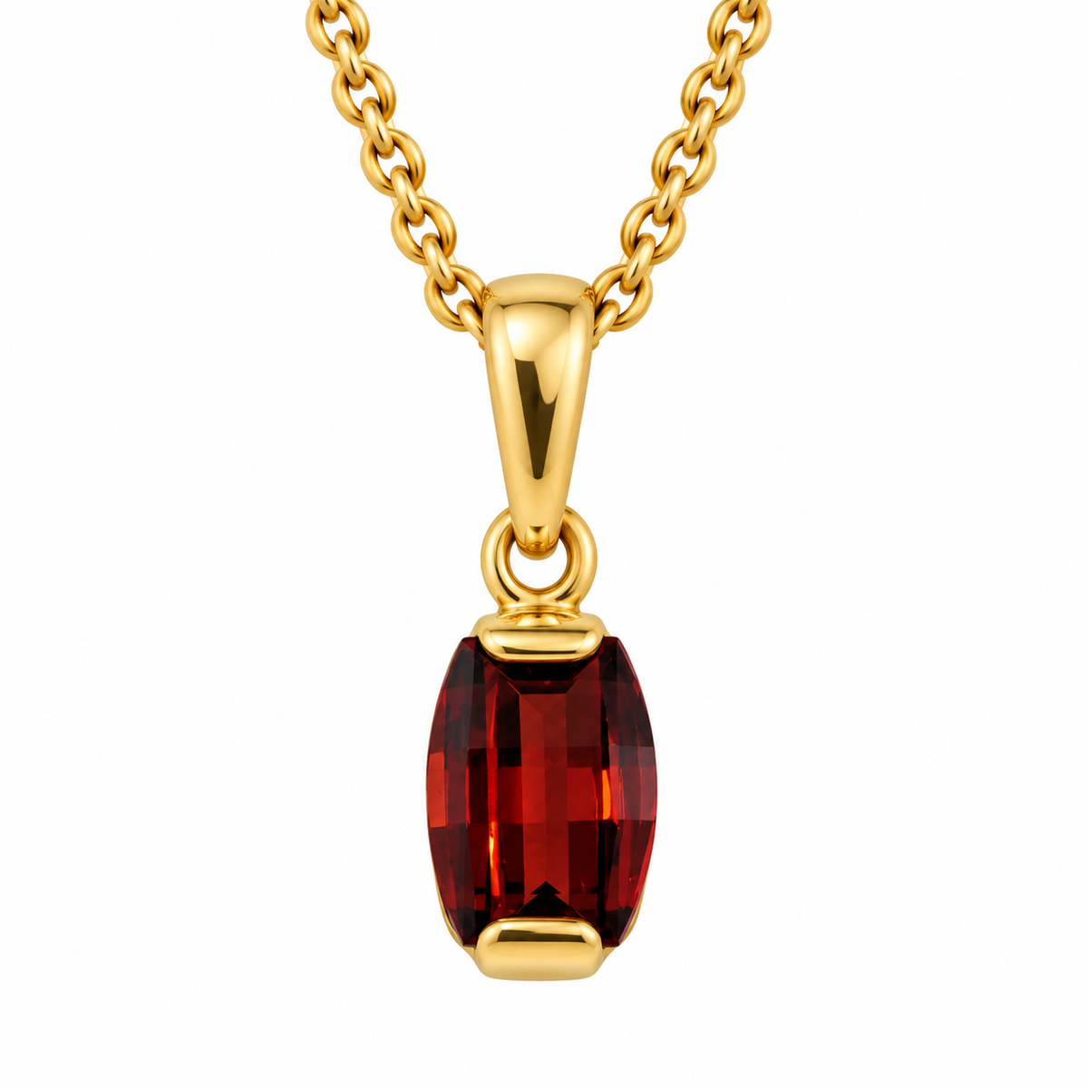 9ct Yellow Gold Garnet Pendant