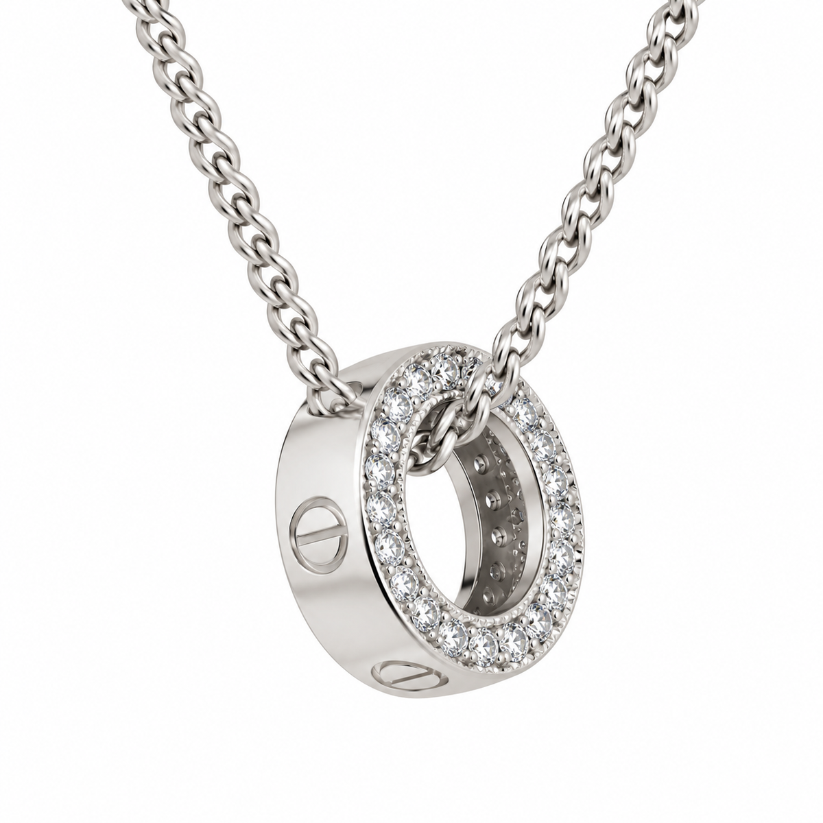 9ct White Gold Cubic Zirconia Screw Head Pendant