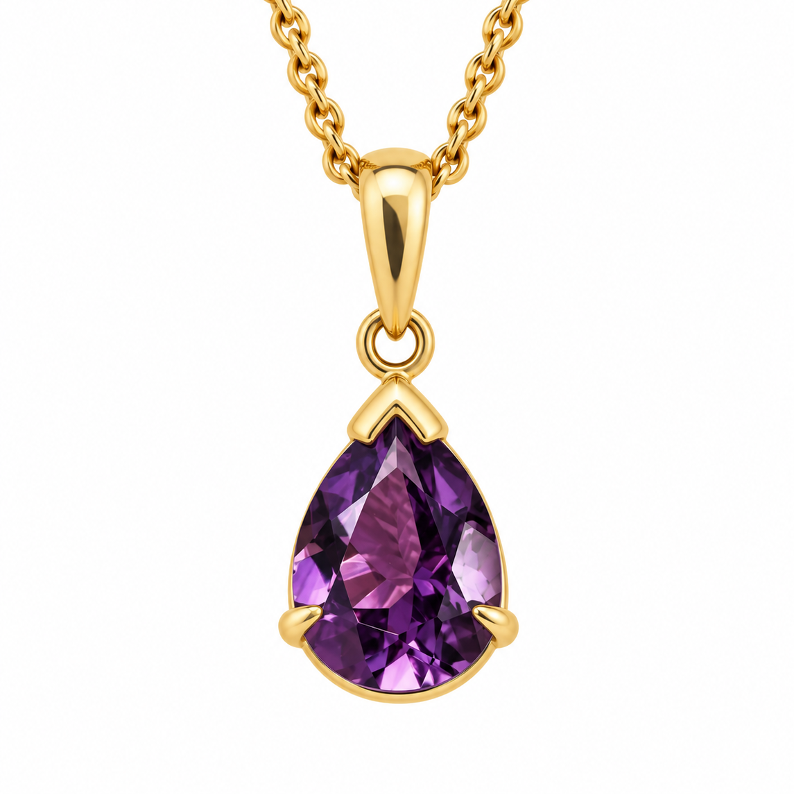 9ct Yellow Gold Amethyst Pendant