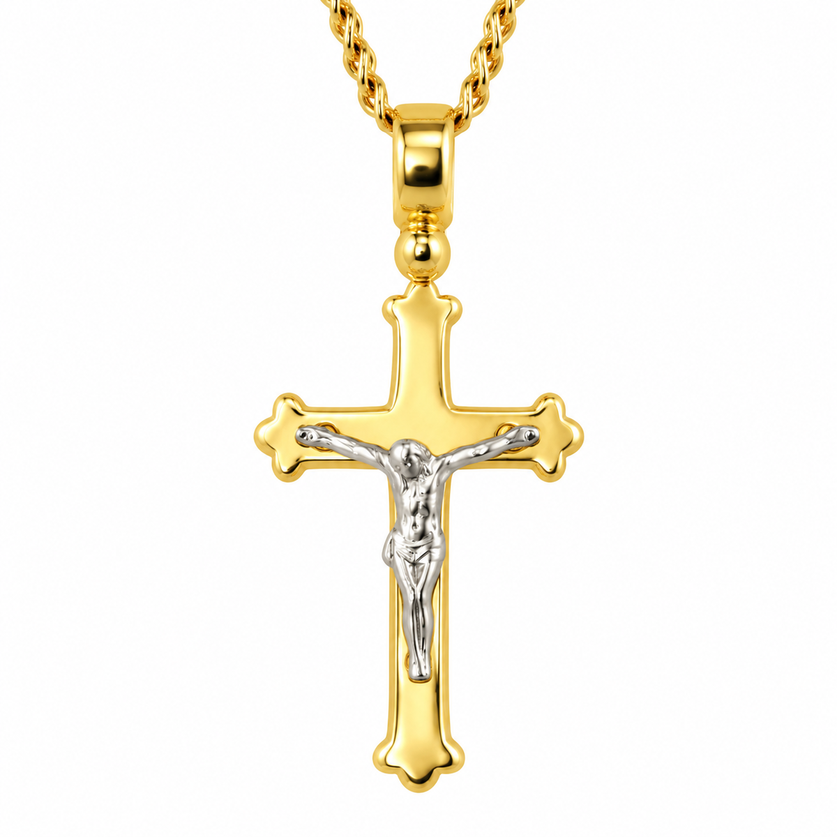 9ct Yellow and White Gold Crucifix