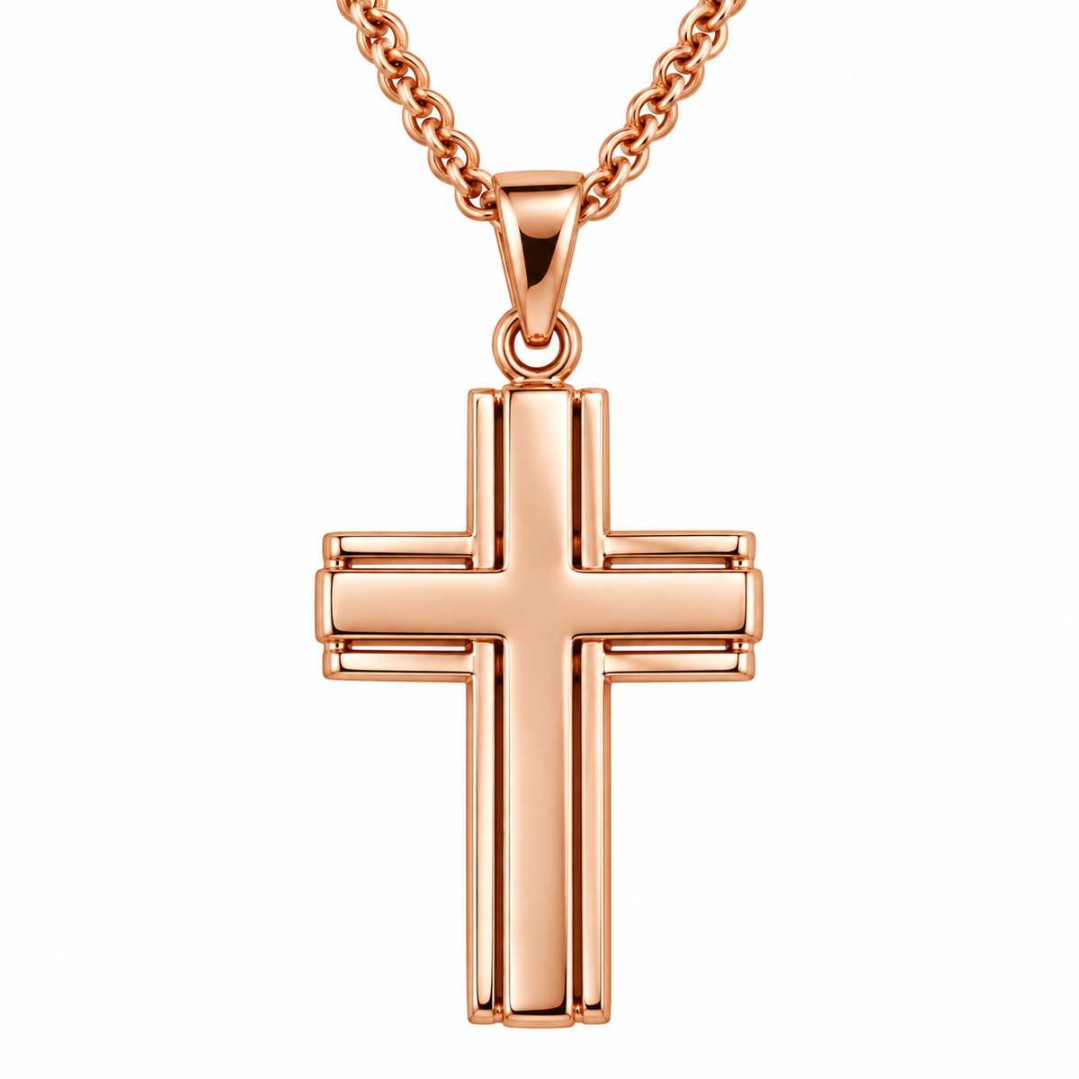 9ct Rose Gold Faceted Cross Pendant