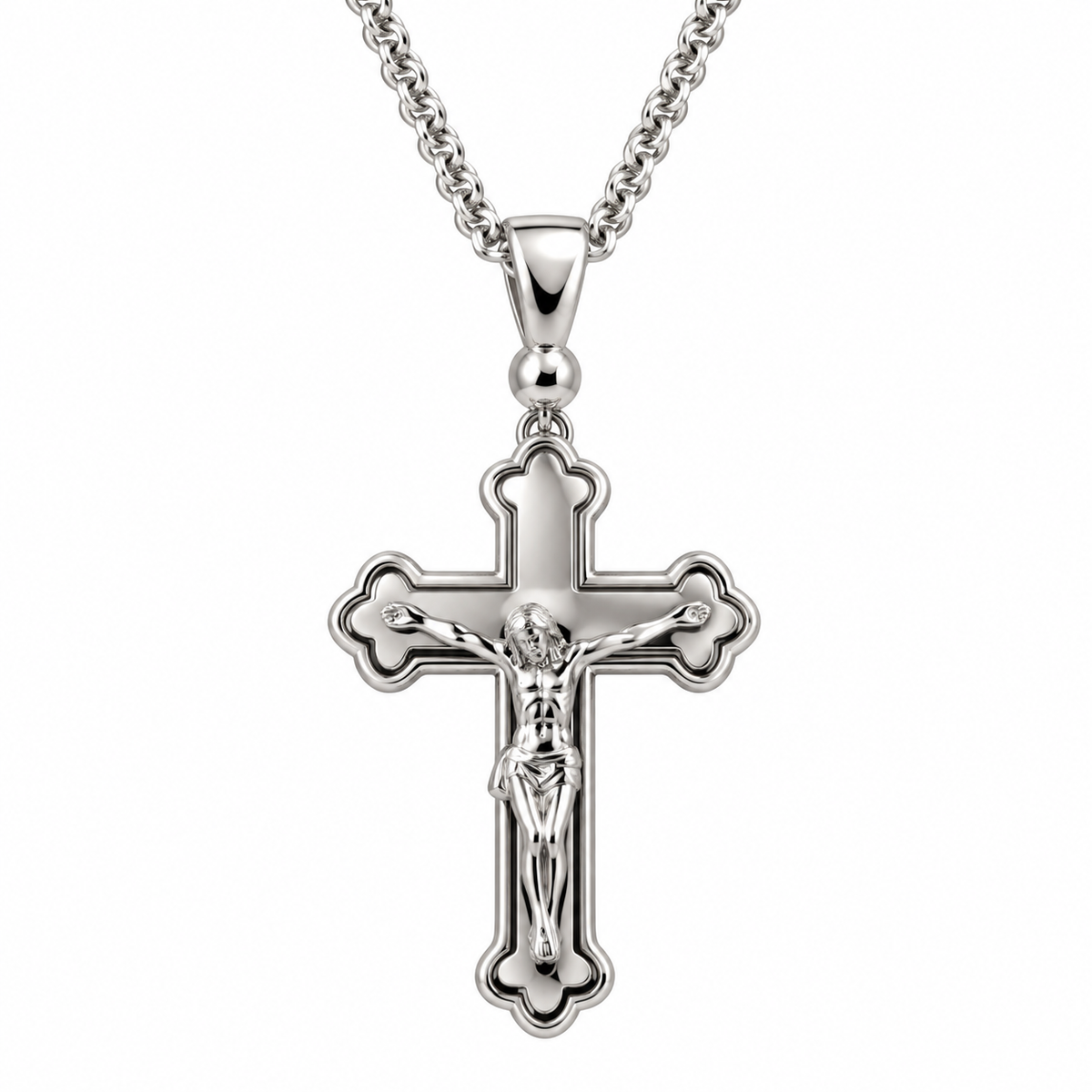 9ct White Gold Crucifix Pendant