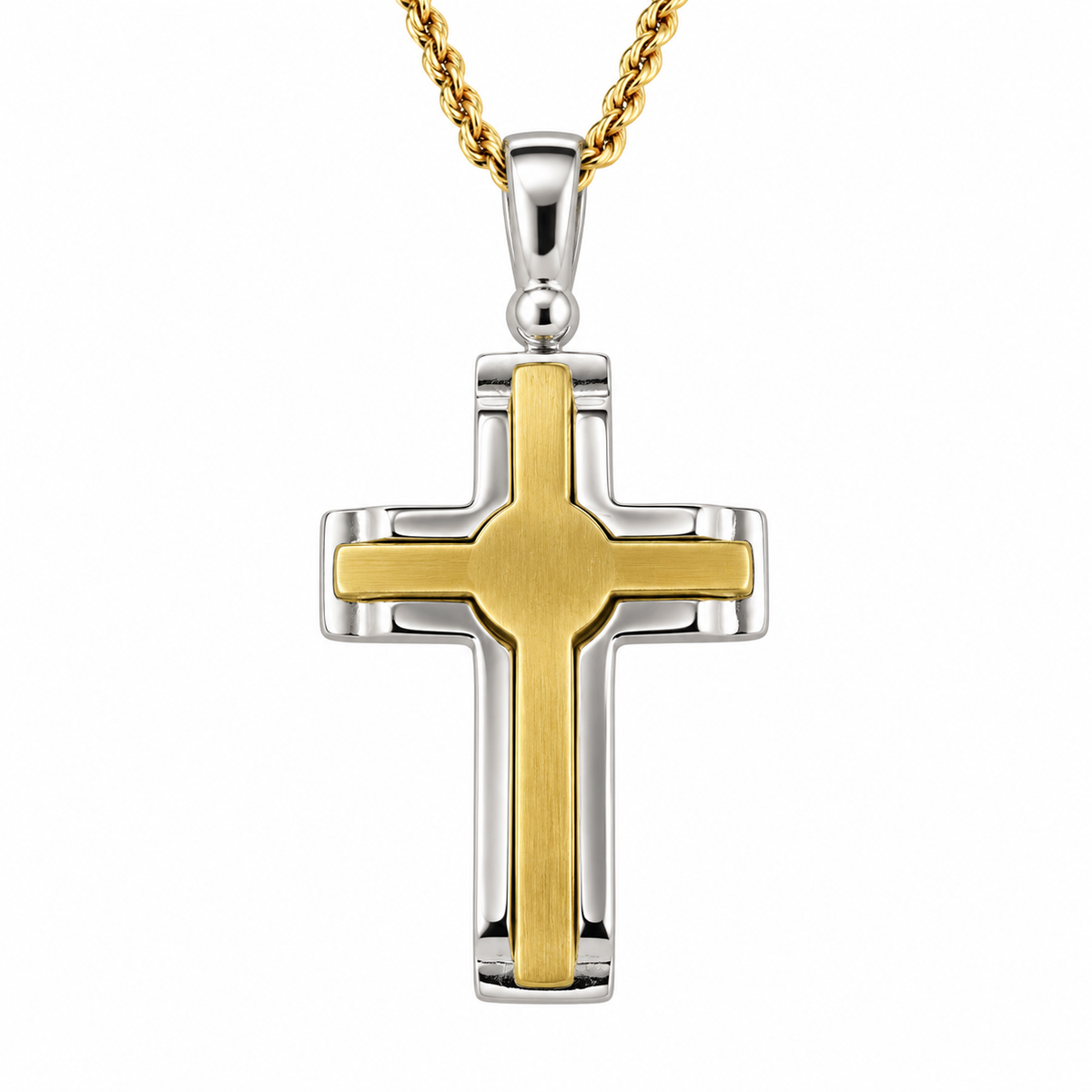 9ct Yellow and White Gold Cross Pendant