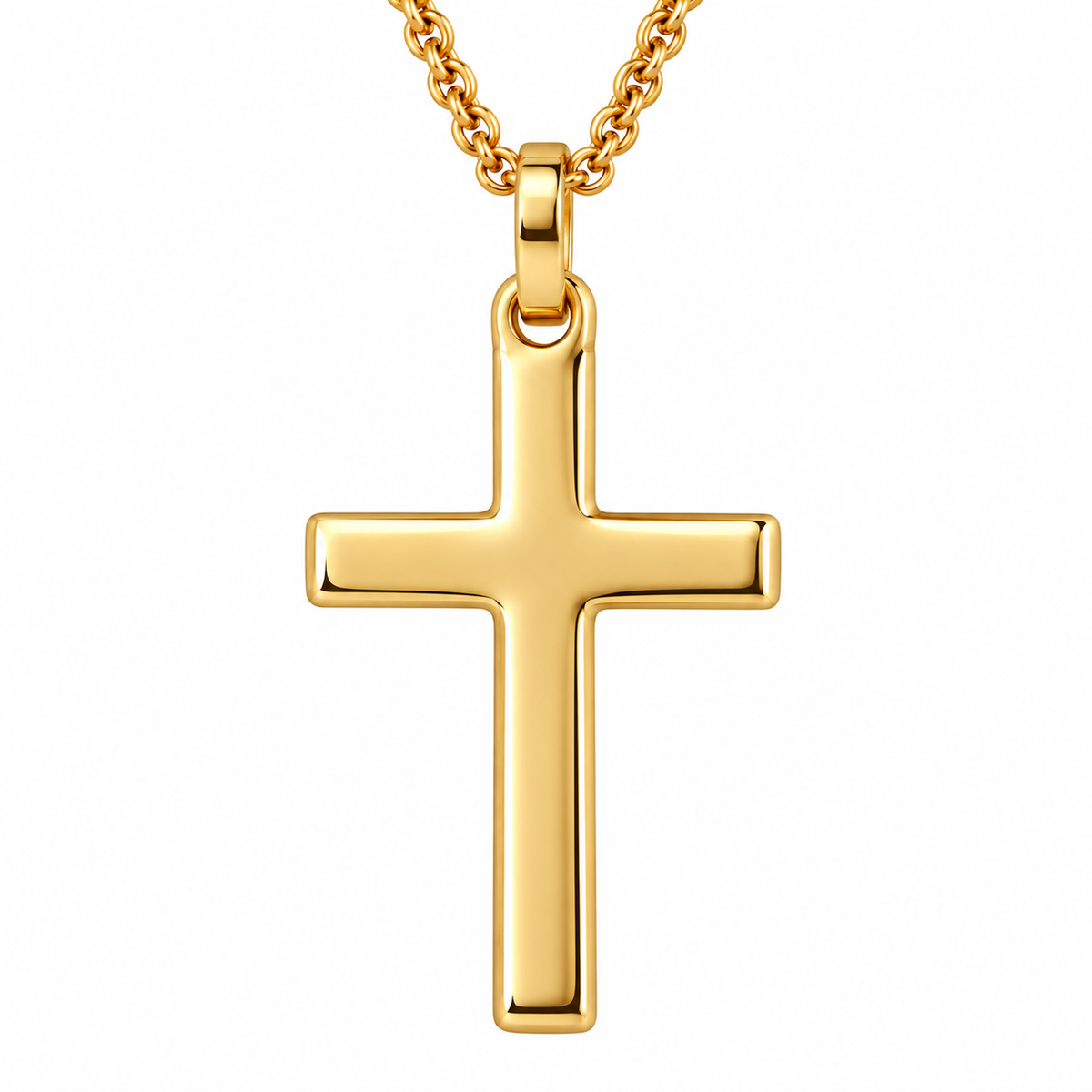 9ct Yellow Gold Plain Cross Pendant, 35mm