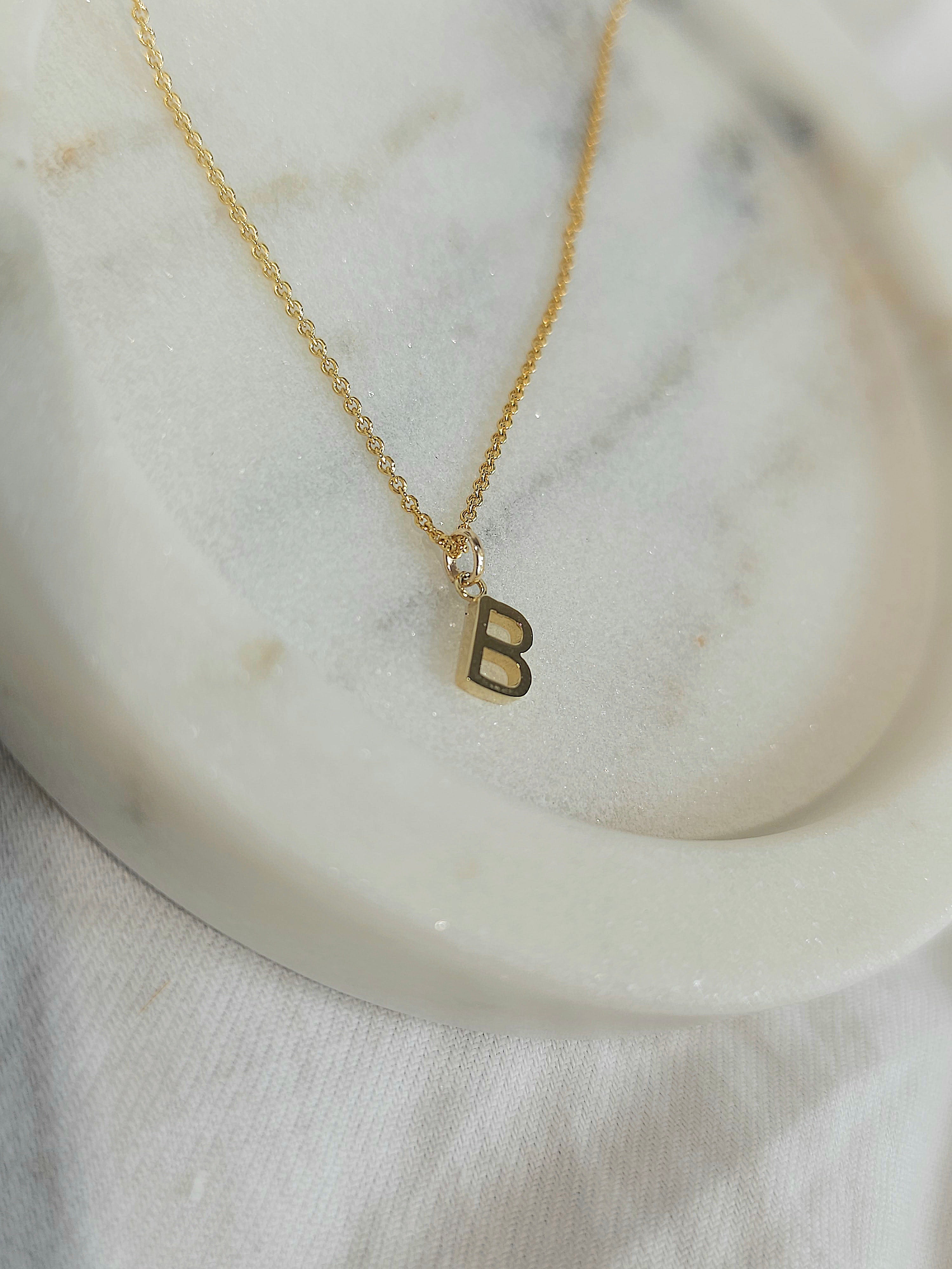 9ct Yellow Gold Initial 'B' Pendant