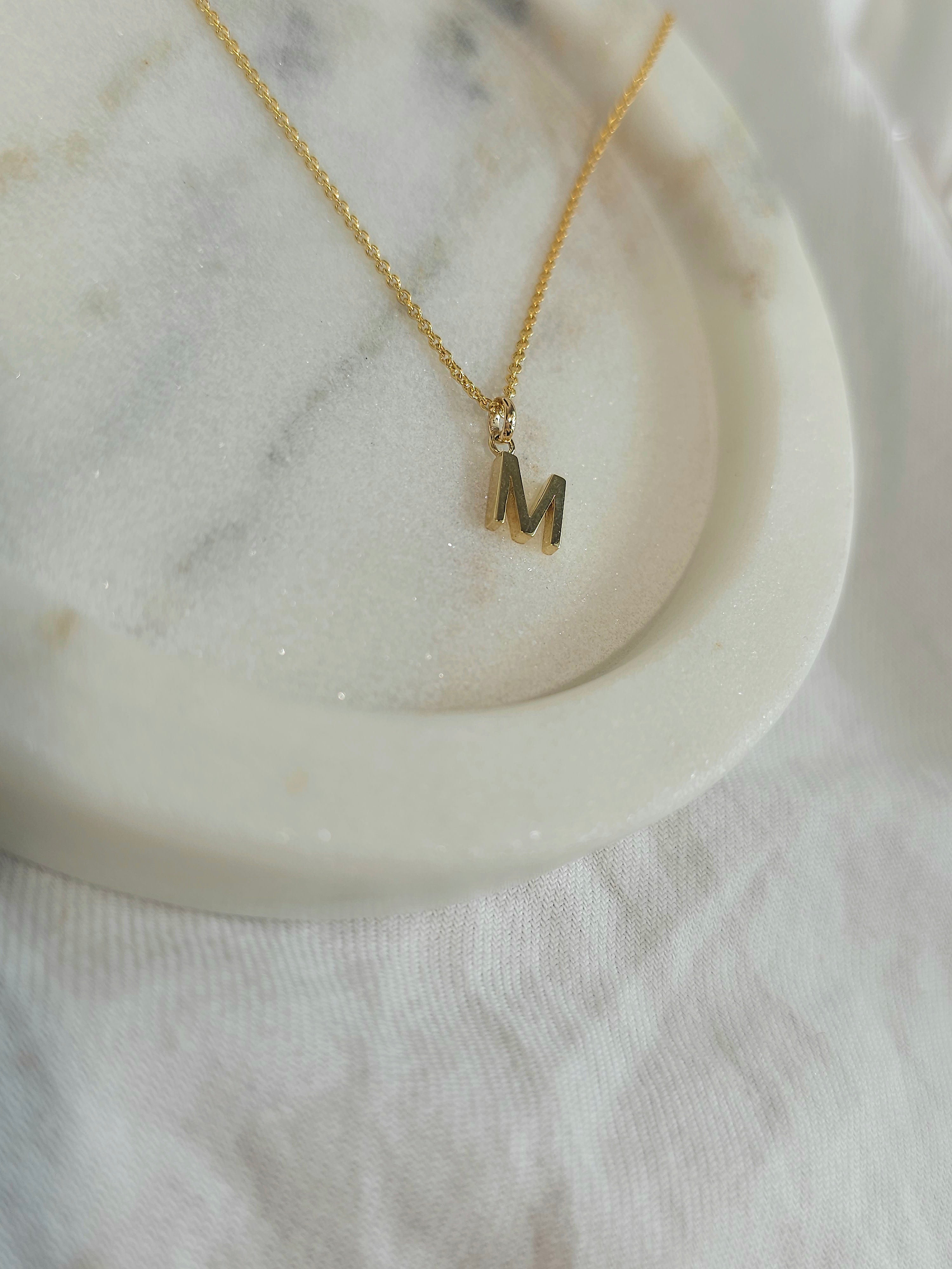 9ct Yellow Gold Initial 'M' Pendant