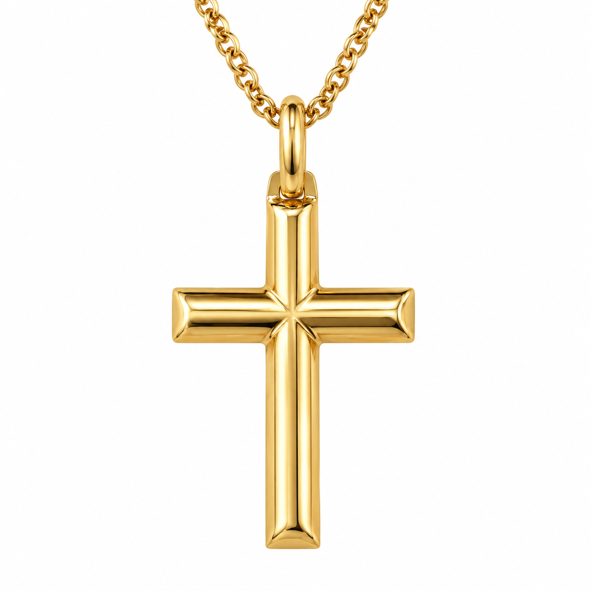 9ct Yellow Gold Half Round Cross Pendant