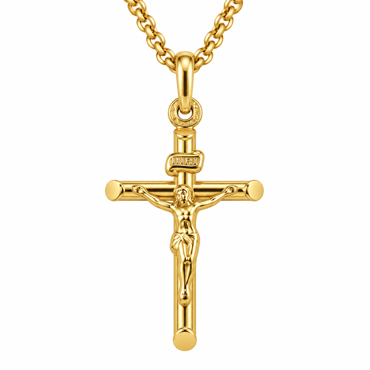 9ct Yellow Gold Tube Crucifix