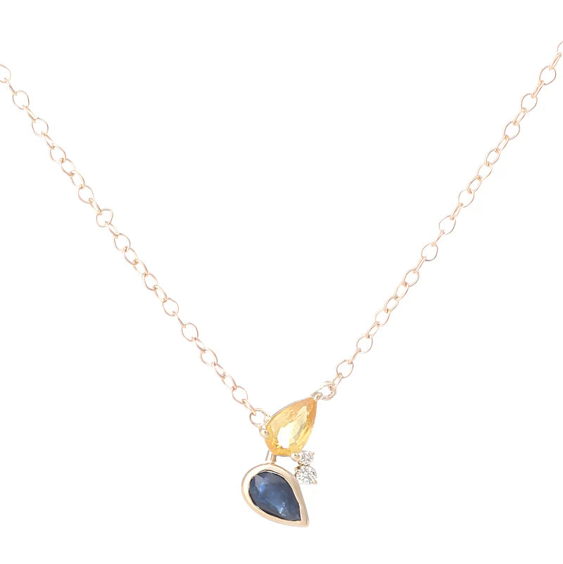 9ct Yellow Gold Blue and Yellow Sapphire Necklet