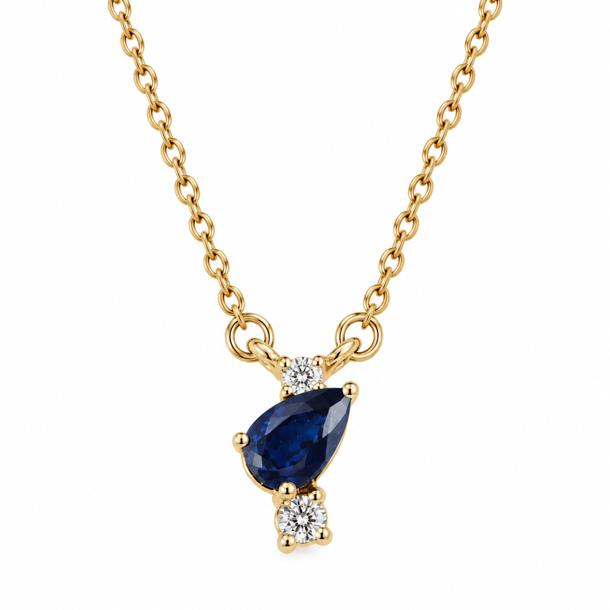 9ct Yellow Gold Sapphire and Diamond Necklet