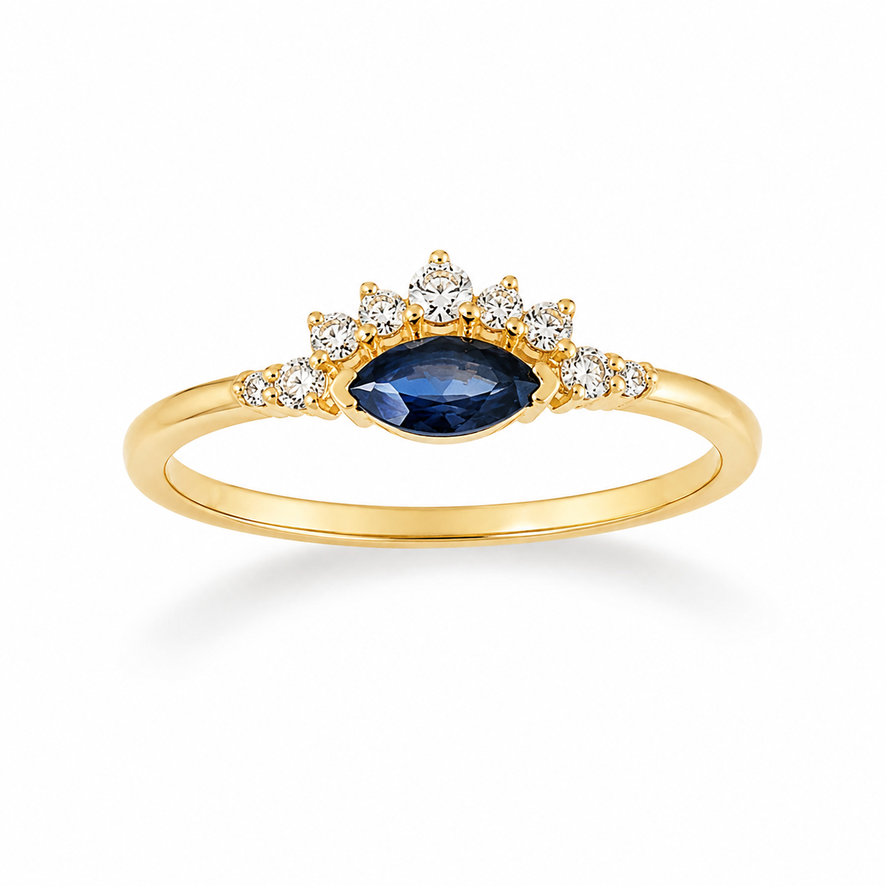 9ct Yellow Gold Sapphire and Diamond Ring