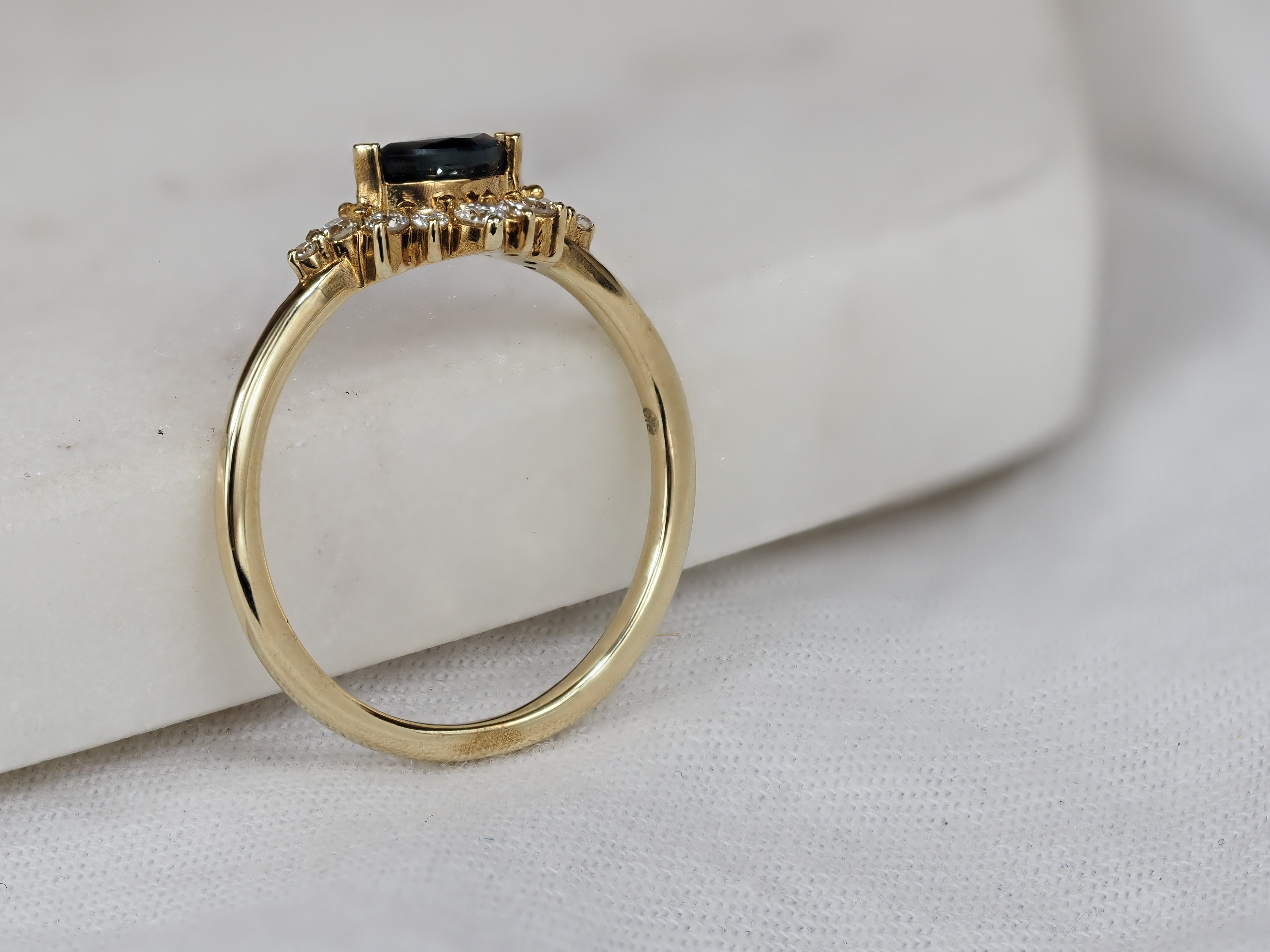 9ct Yellow Gold Sapphire and Diamond Ring