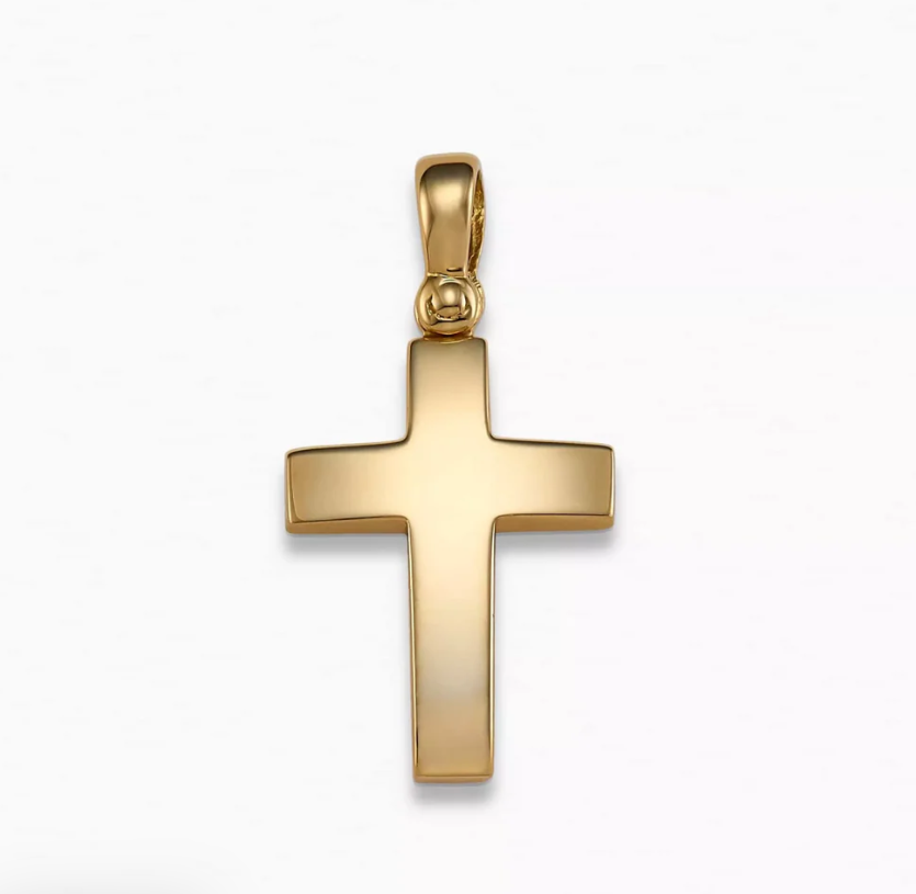 9ct Yellow Gold Domed Cross, 25mm