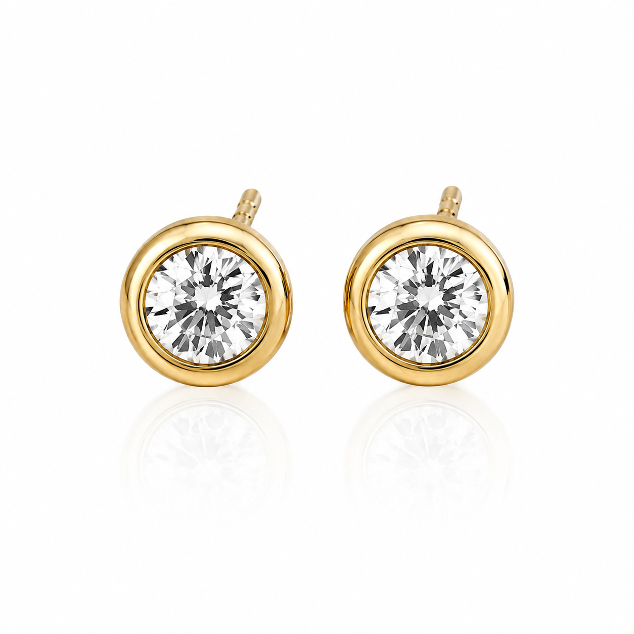 9ct Yellow Gold Bezel Cubic Zirconia Stud Earrings