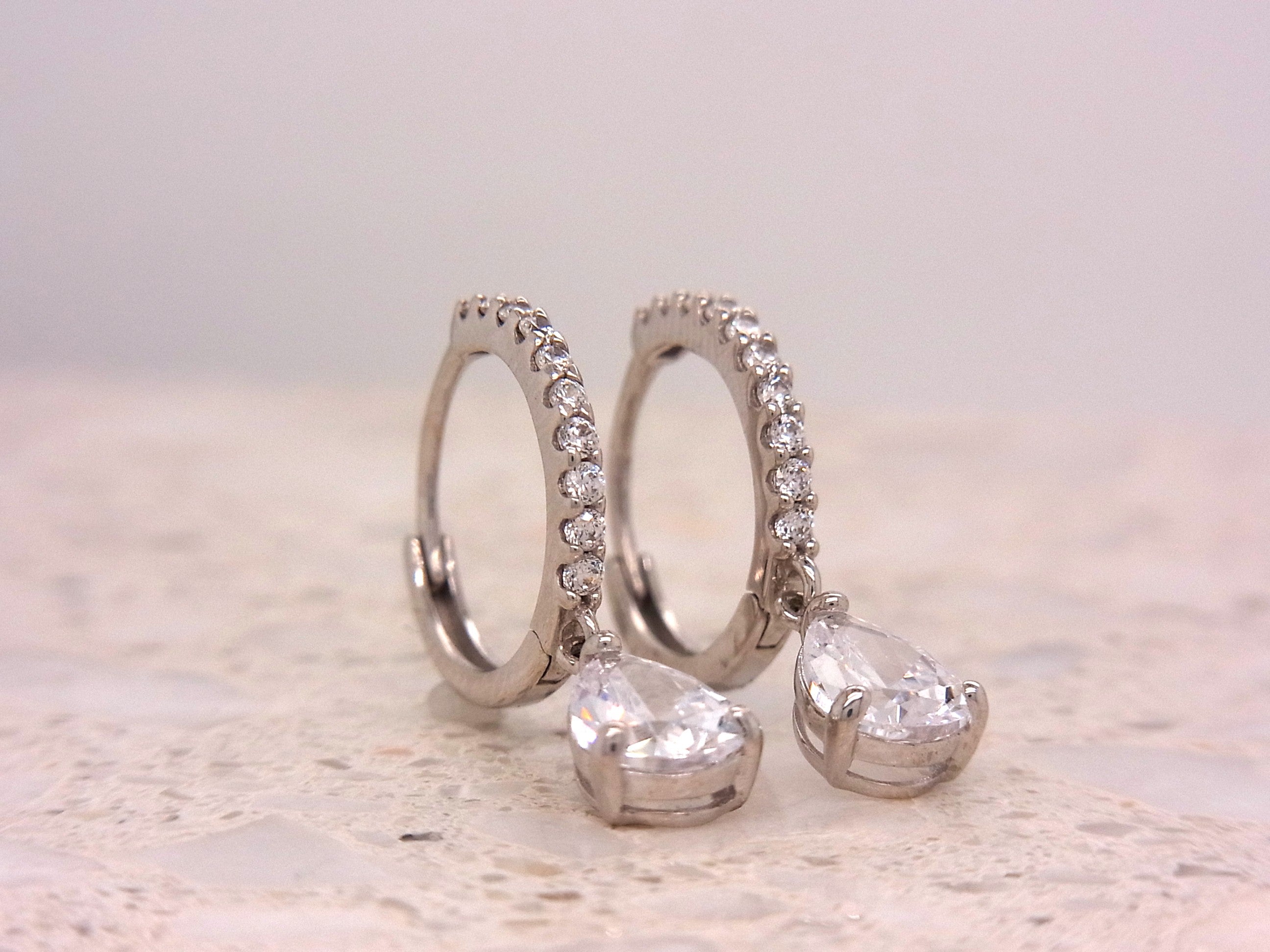 9ct White Gold 10mm Cubic Zirconia Huggie Earrings