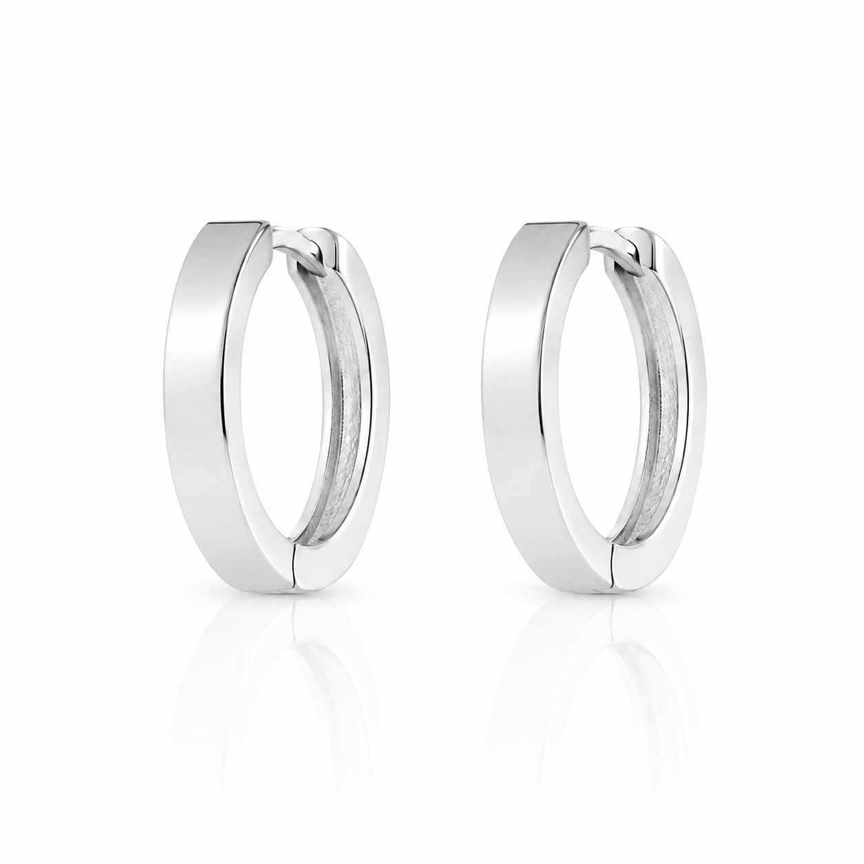 9ct White Gold Oval Huggie Earrings