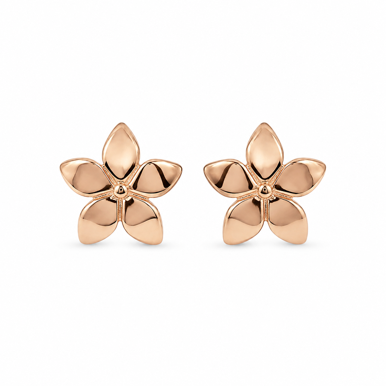 9ct Rose Gold Flower Stud Earrings