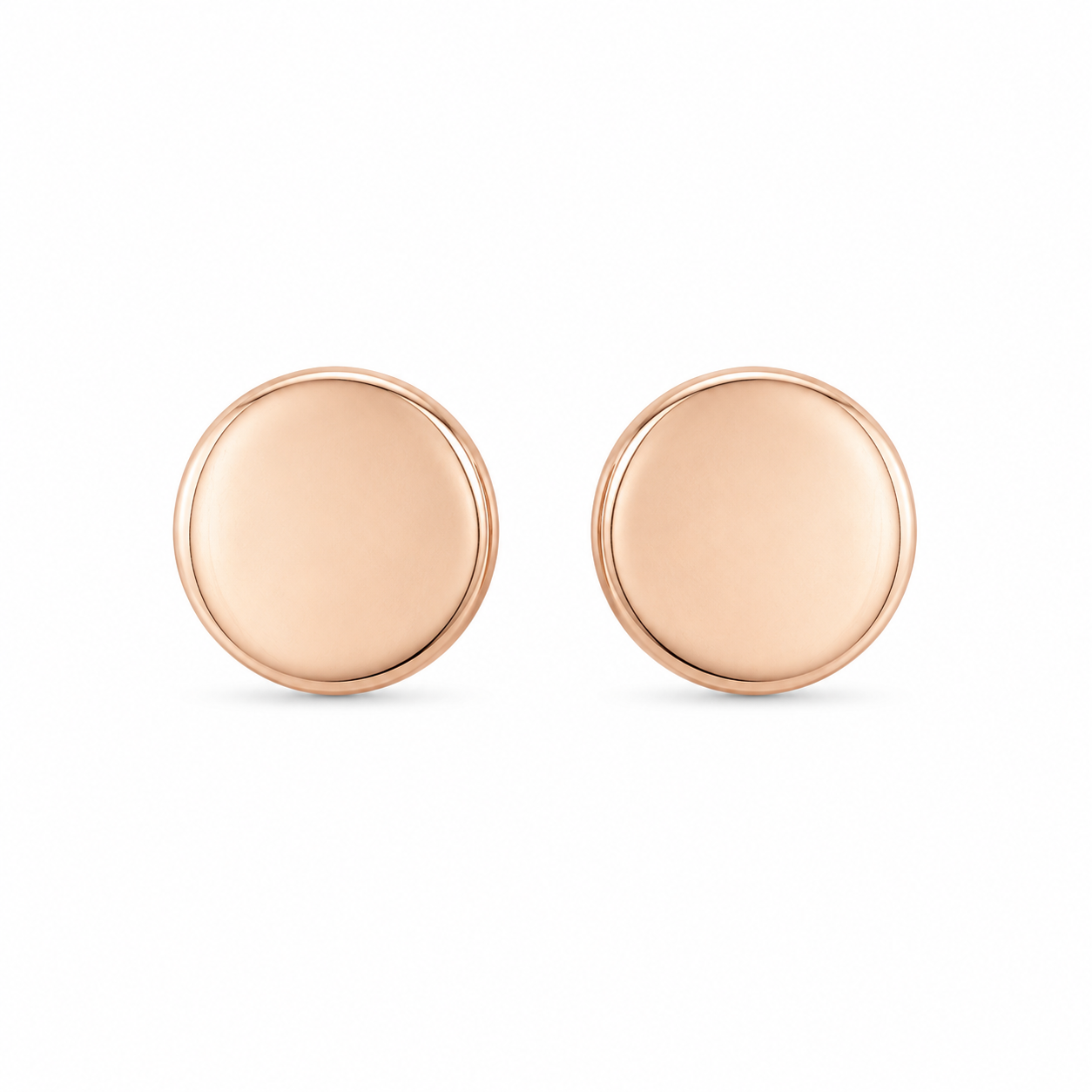9ct Rose Gold Flat Round Disc Stud Earrings